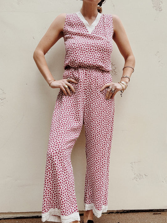 1920s French Ditsy Floral Beach Pajamas- S/M