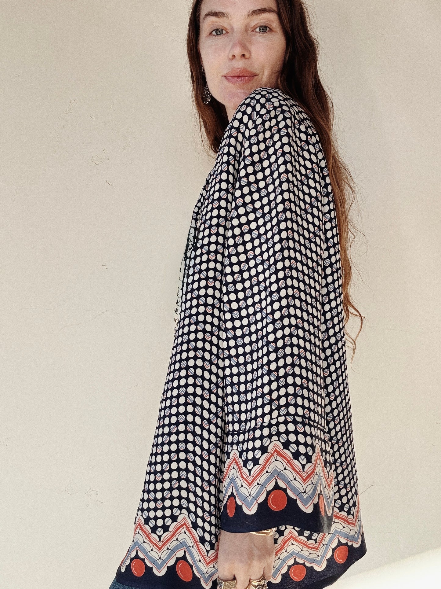 1920s Art Deco Abstract Printed Rayon Crepe Jacket- S-M