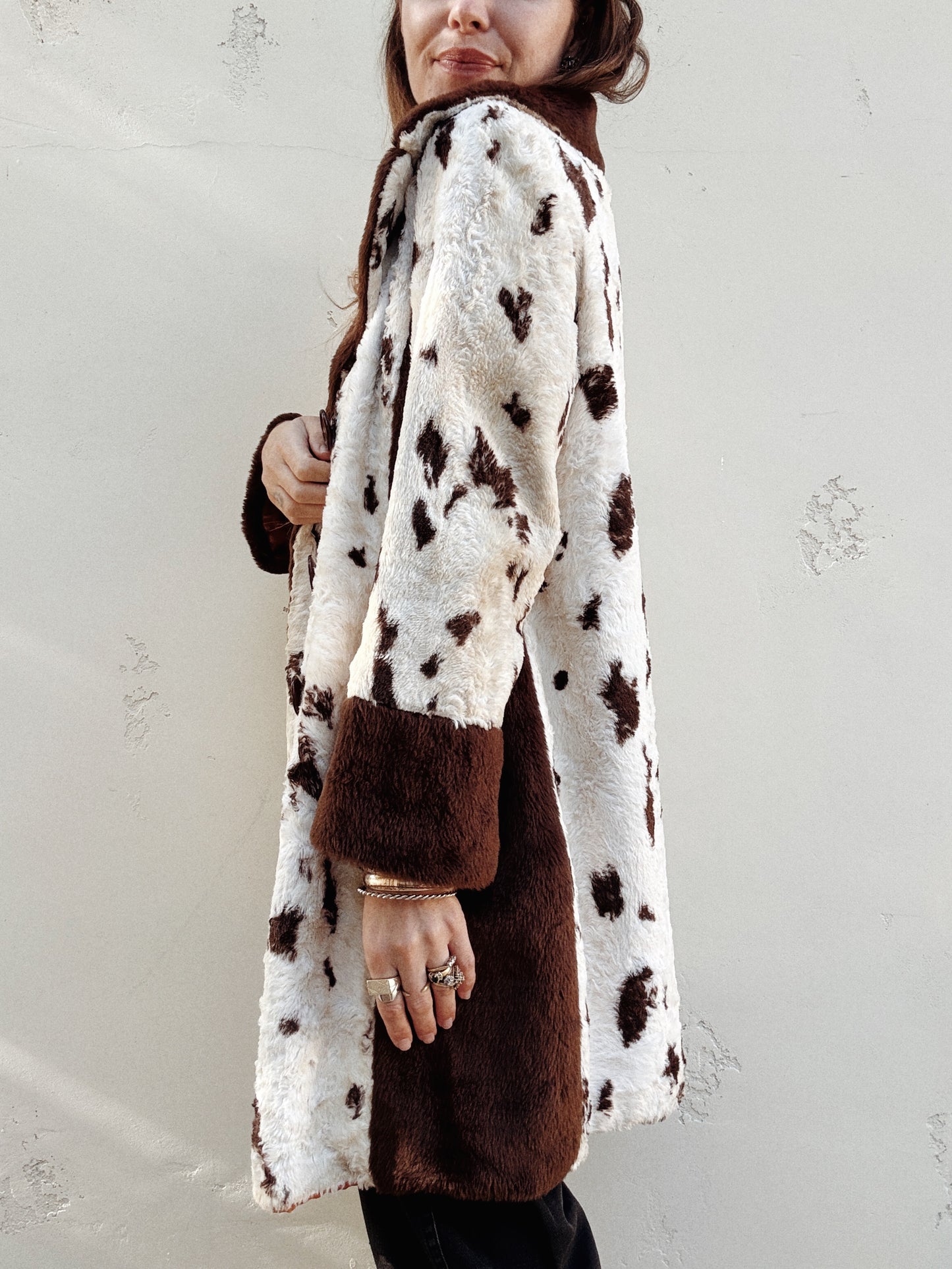 1960s Cowhide Faux Fur Coat- S-M