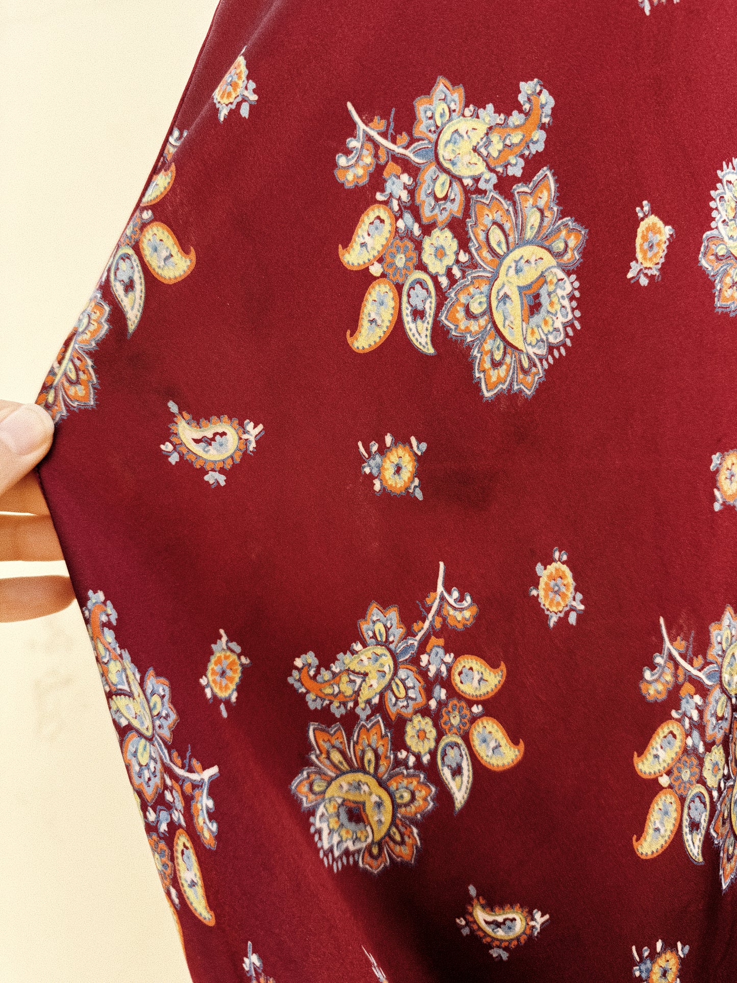 1940s Cabernet Paisley Silk Printed Slip Dress- M
