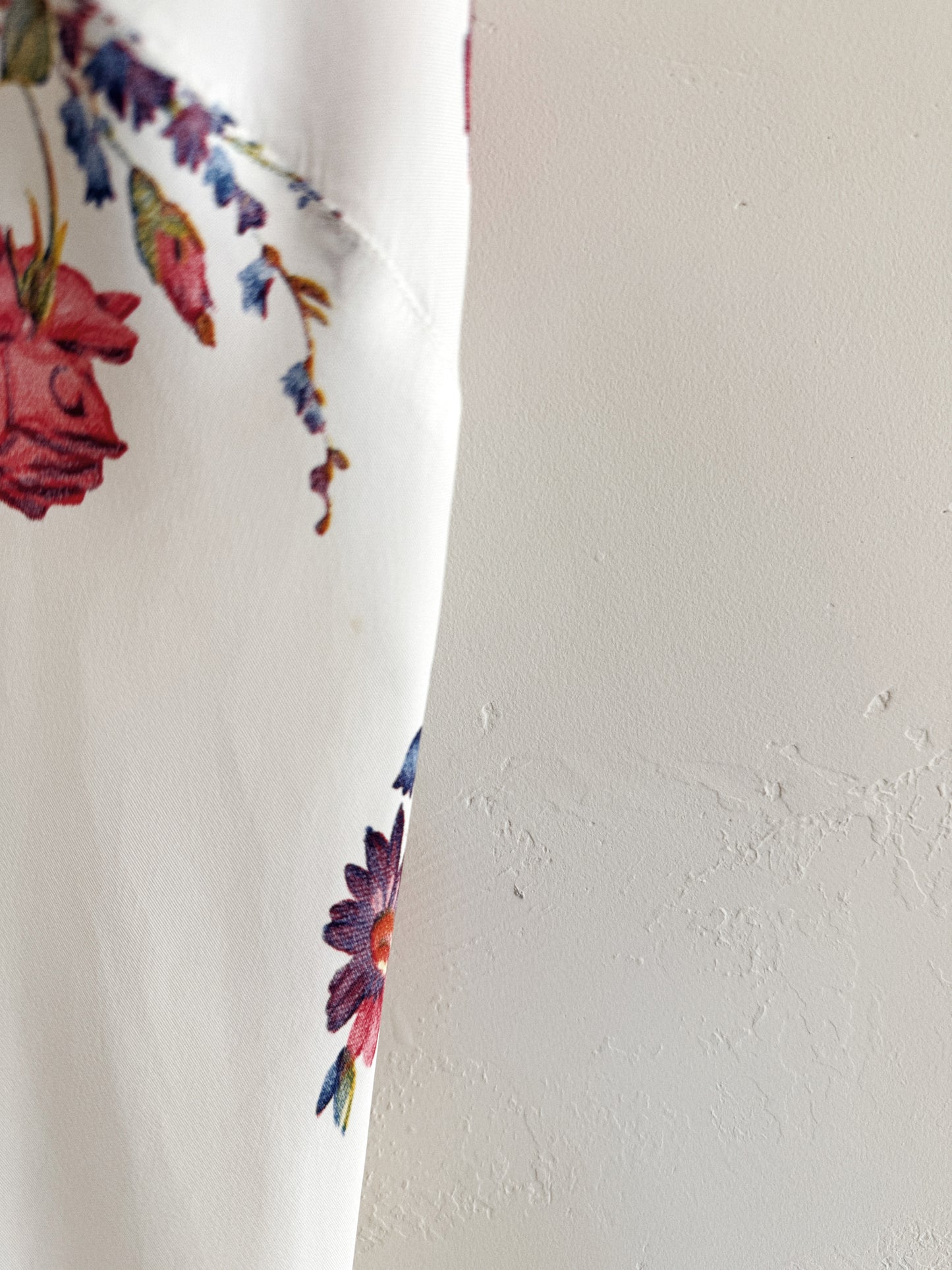 1940s White Cold Rayon Floral Razor Back Slip Dress- L