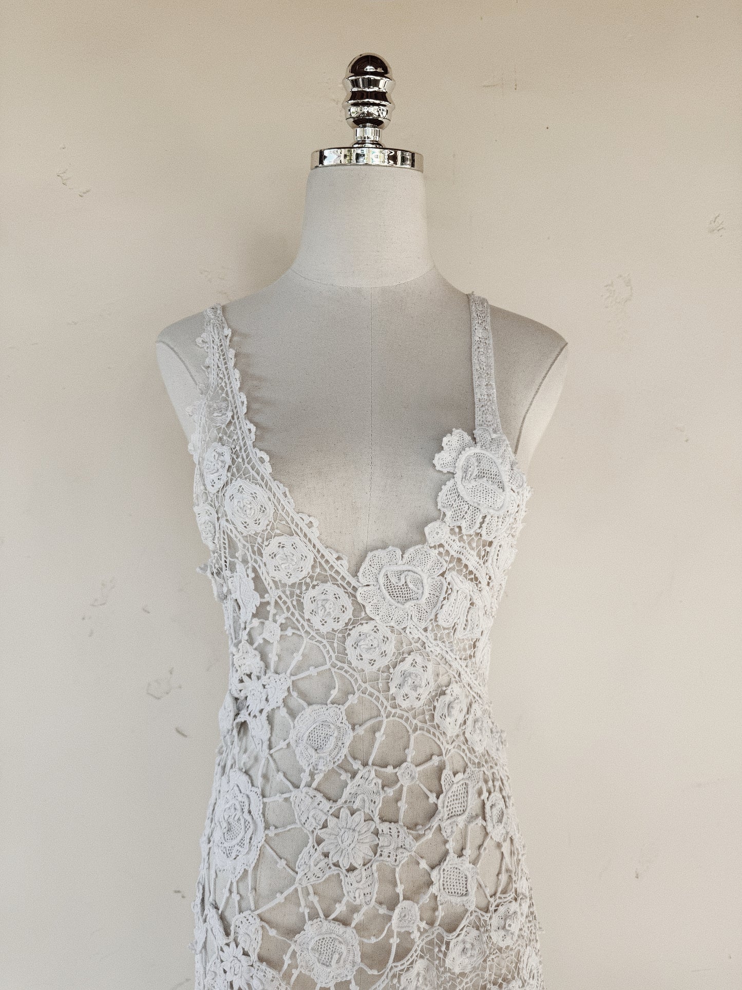 Antique Irish Crocheted High Low Dress- XS-S