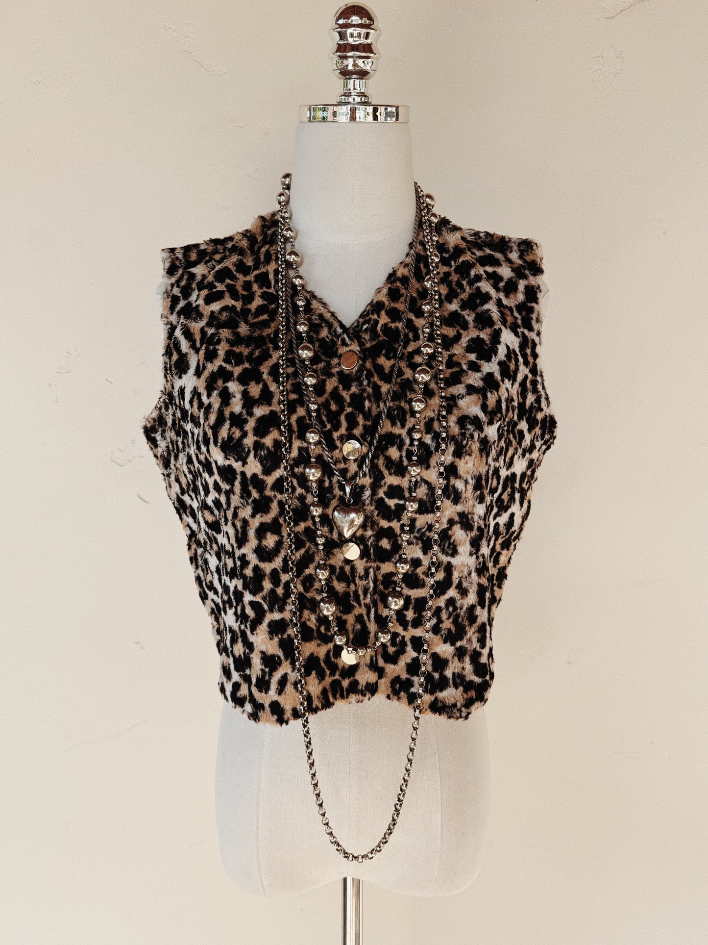 1960s Leopard Faux Fur Cropped Waistcoat Vest- S/M-M