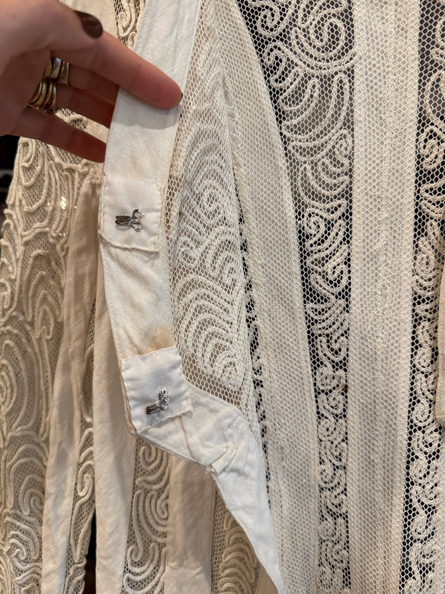 Edwardian White Linen + Net Soutache Jacket- S/M