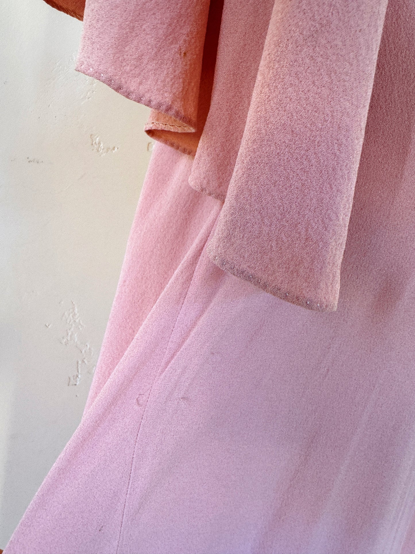 1930s Raspberry + Grape Sherbet Crepe Wrap Dress w/ Studs + Angel Sleeves- S/M