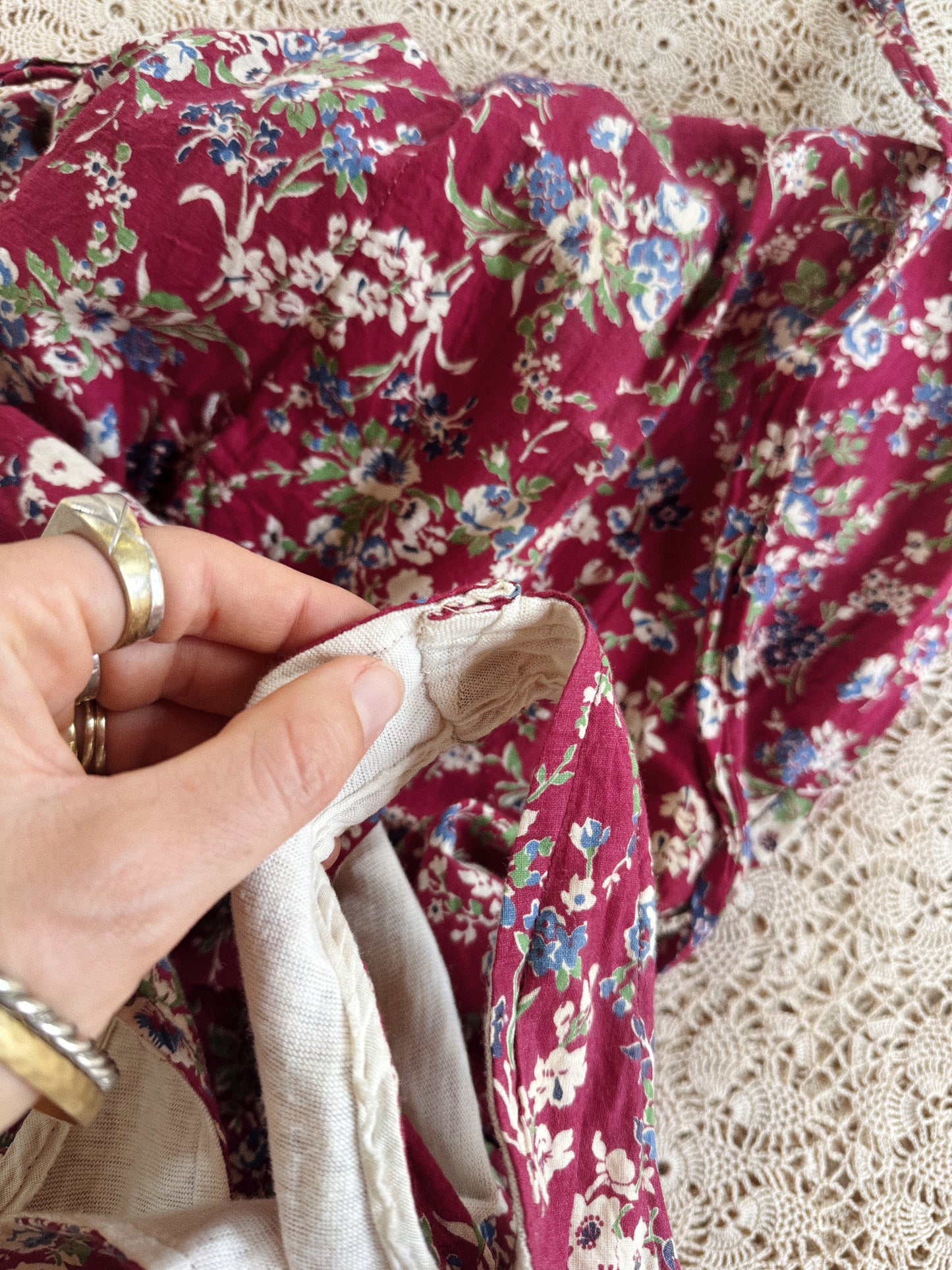 1940s Burgundy Spring Bloom Feedsack Playsuit- S-S/M