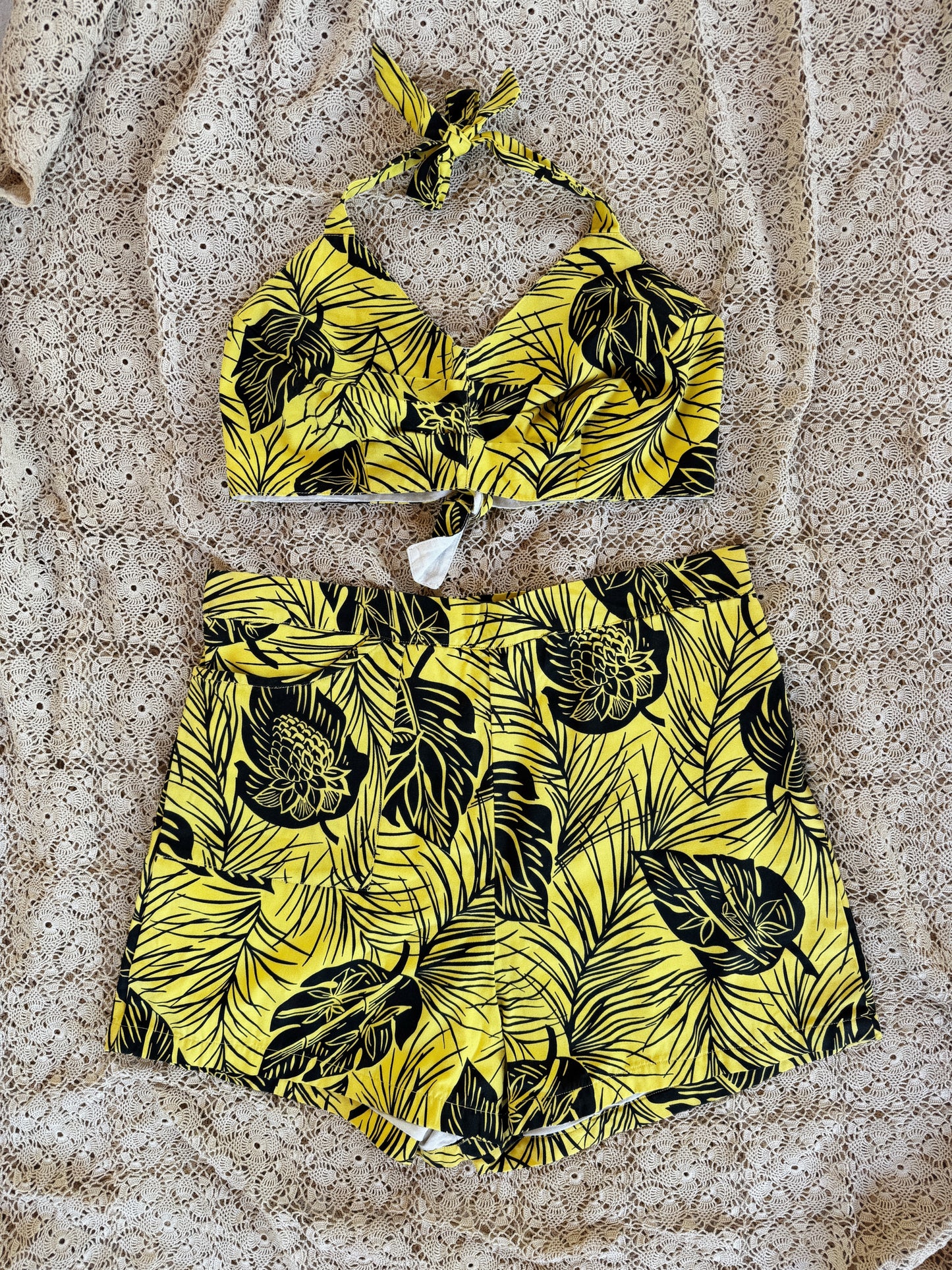 1950s Hawaiian Cotton Halter Play Set - M-M/L