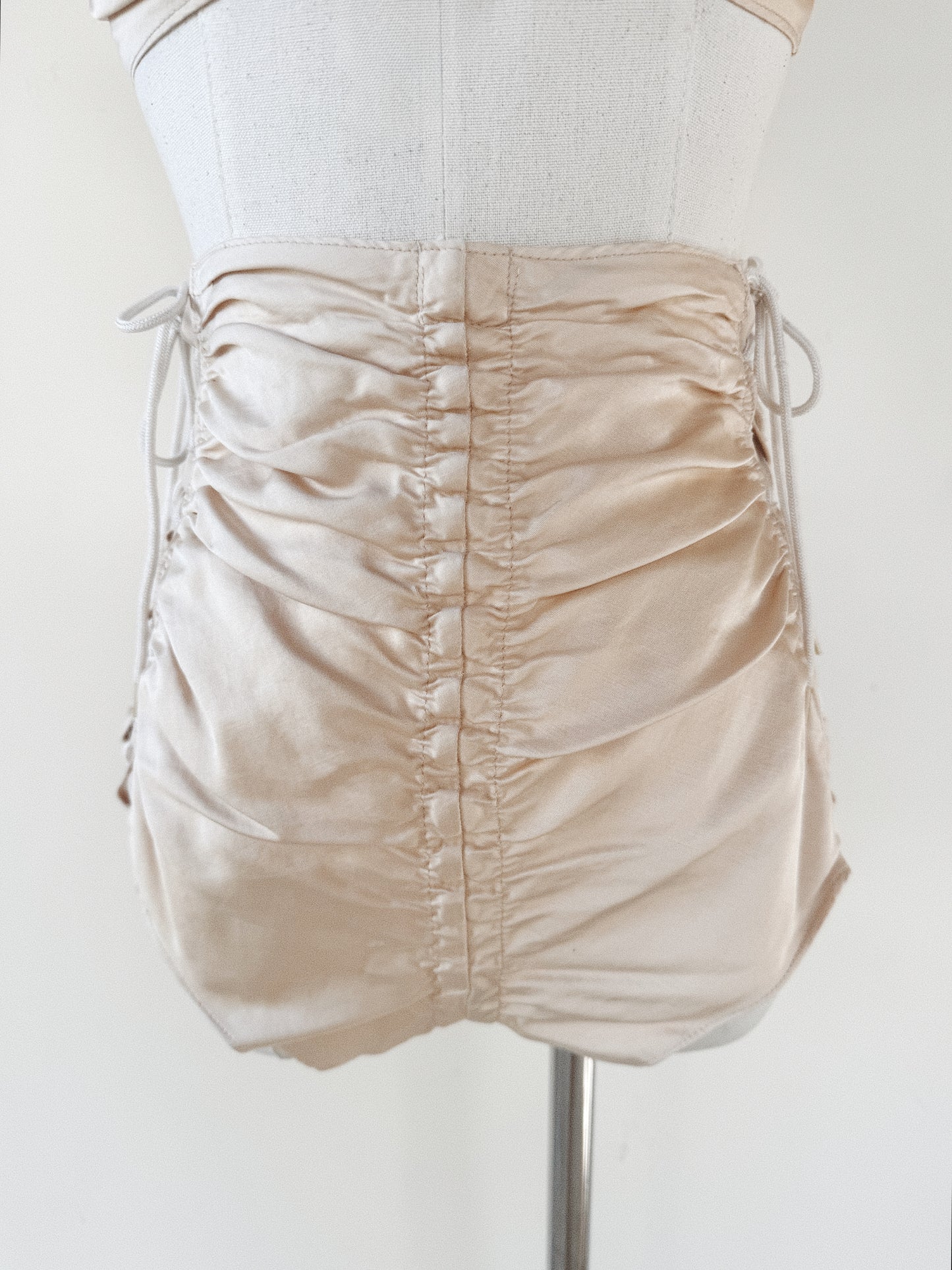 1942 Cole of California “Swoon Suit” Champagne Bombshell Ruched Lace Up Swimsuit- S/M-M