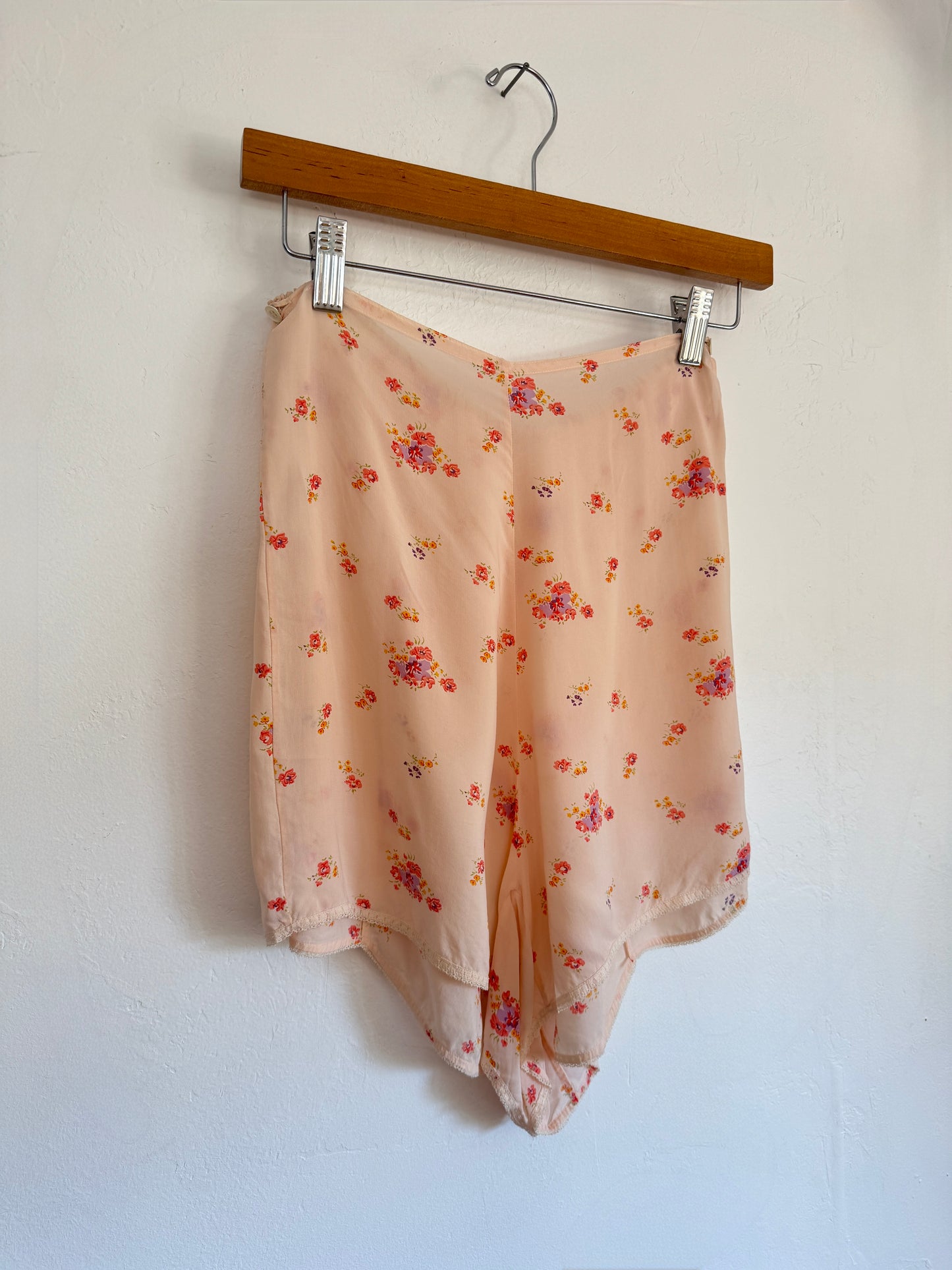 1940s Pink Floral Rayon Jersey Set- S/M-M