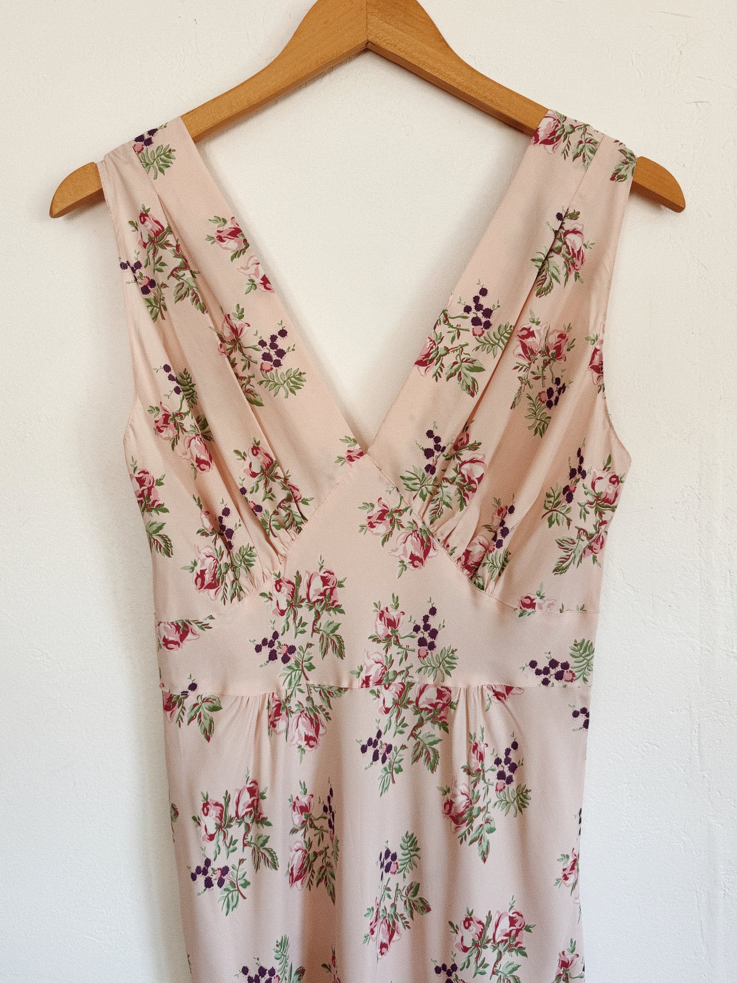 1940s Rose + Berry Rayon Slip Dress- S/M
