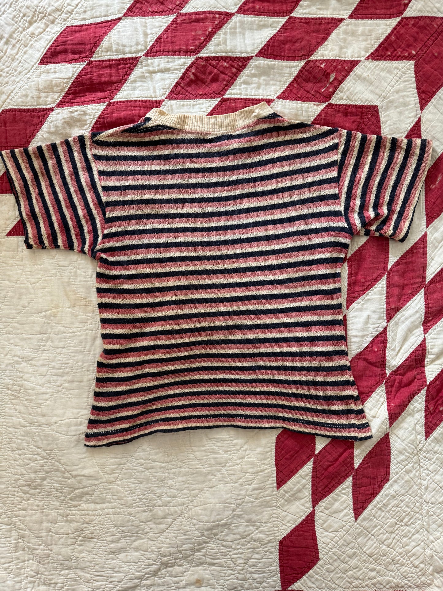 1940s/50s Striped Knit Cropped Tee- XS/S