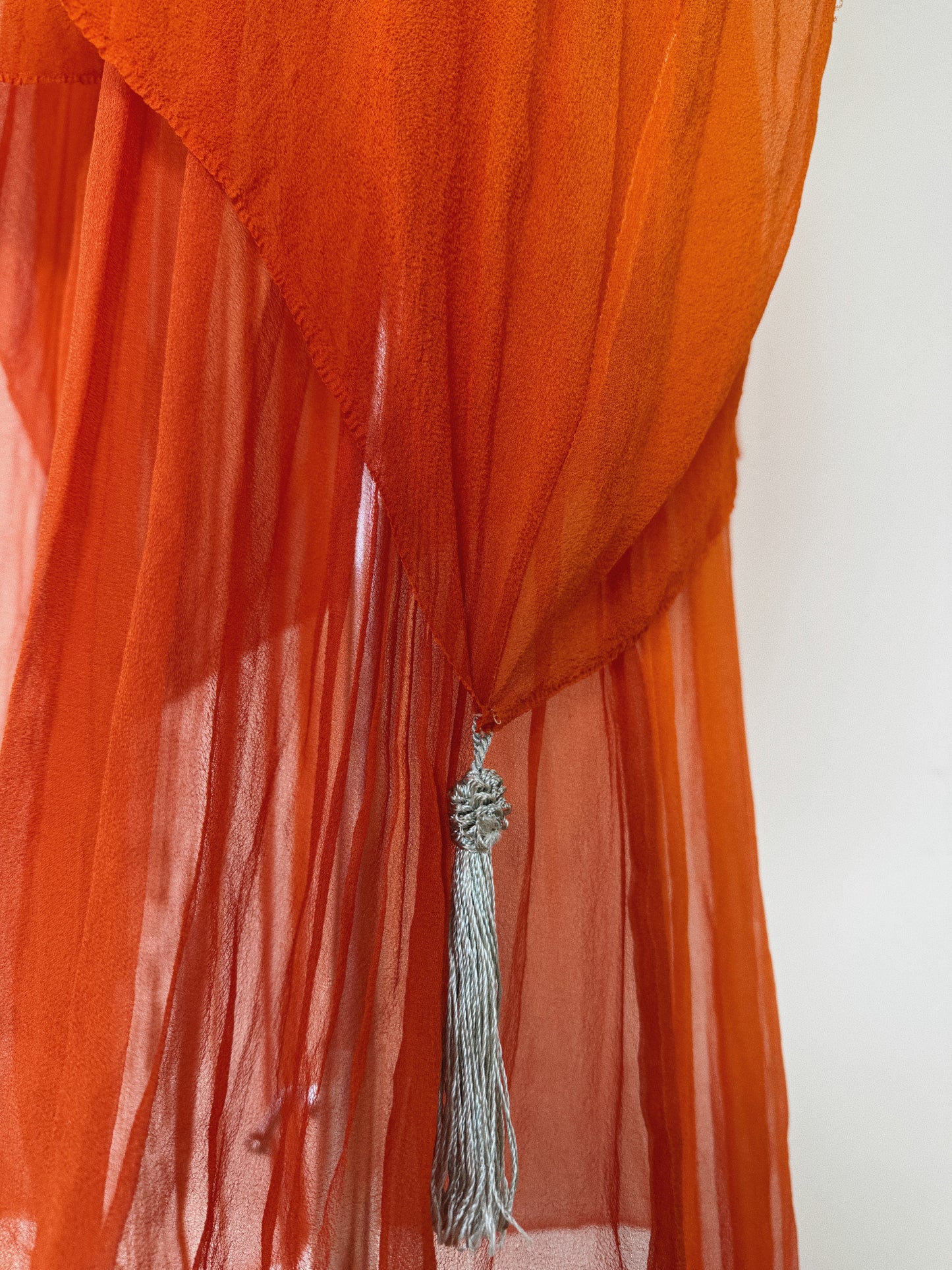 1920s Radiant Orange Ombré Silk Chiffon Ensemble- S/M