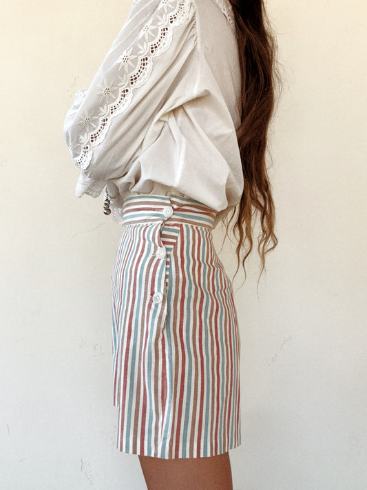 1930s/40s Striped Side Button Shorts- S/M-M