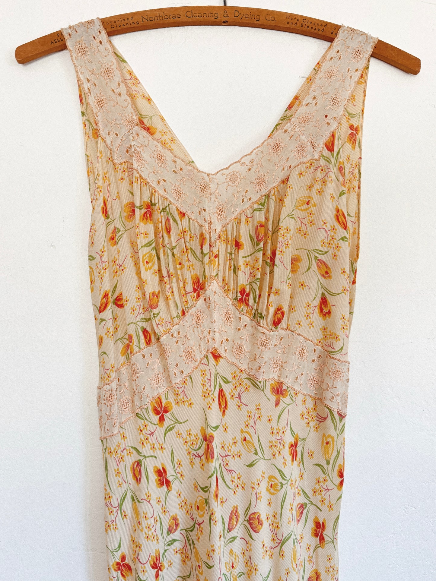 1930s/40s Tulip + Spring Bloom Bias Cut Slip Dress- S-S/M