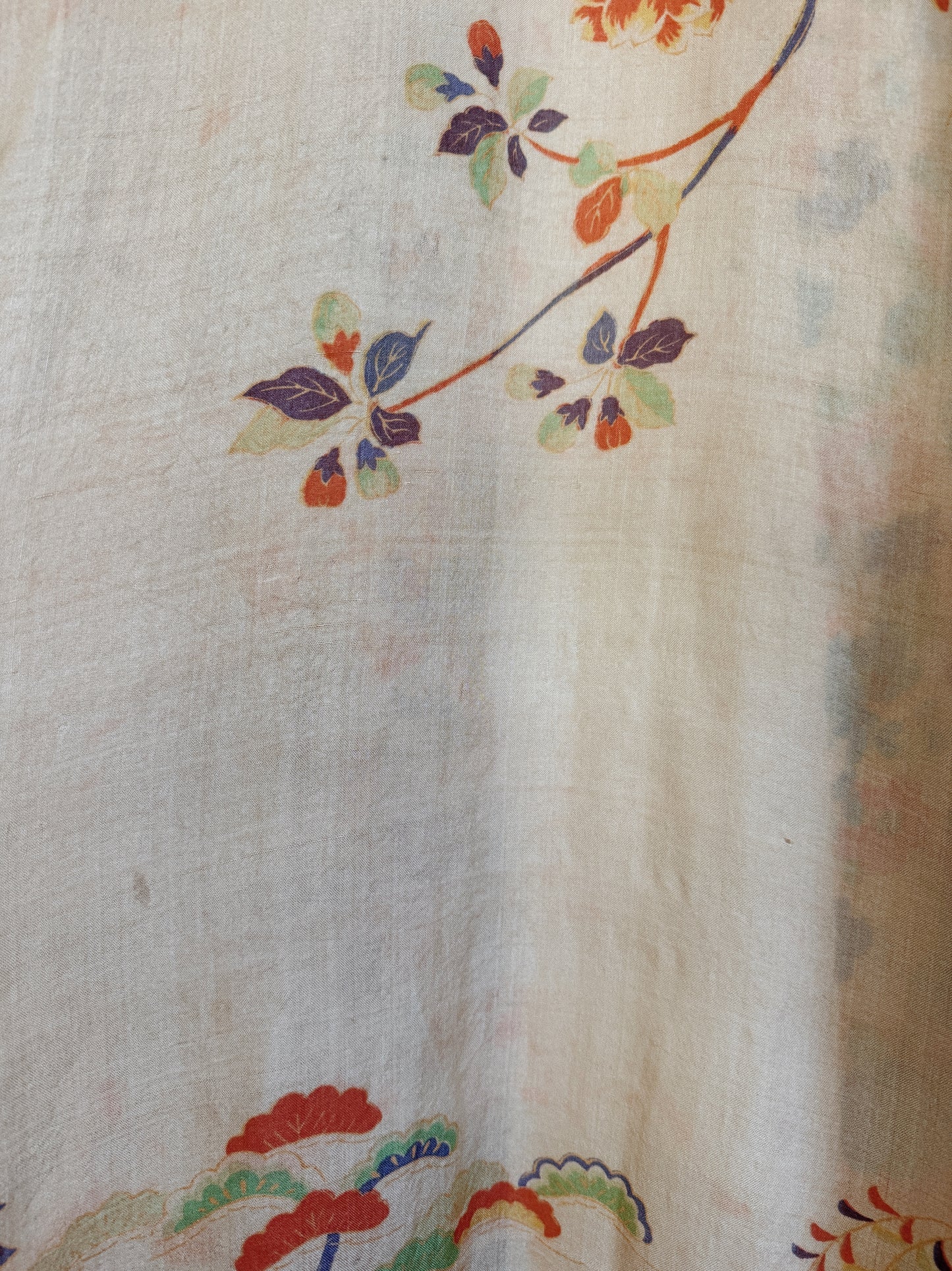 1920s Vibrant Pongee Silk Long Duster Robe