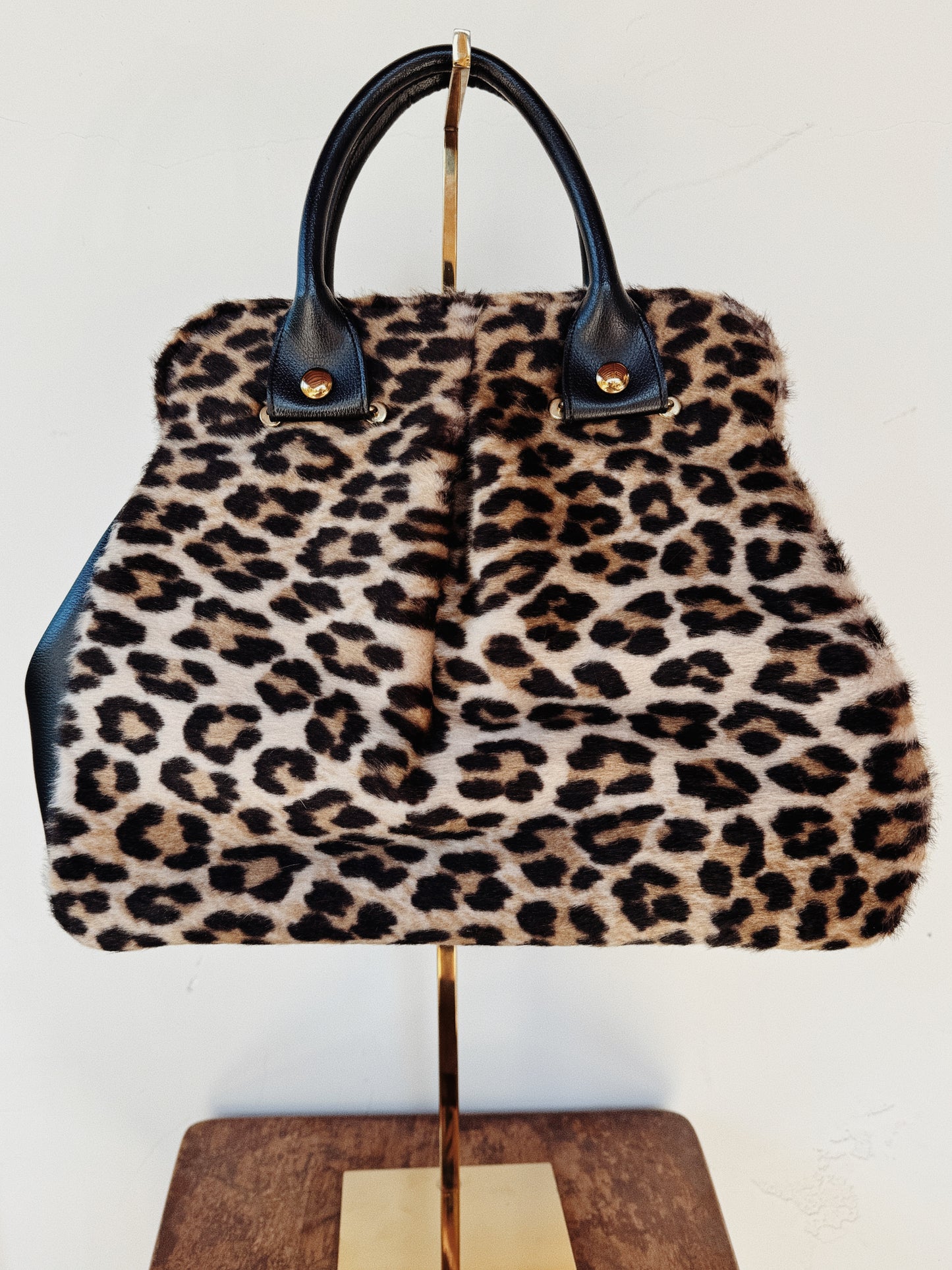 1950s Jumbo Leopard Faux Fur Handbag
