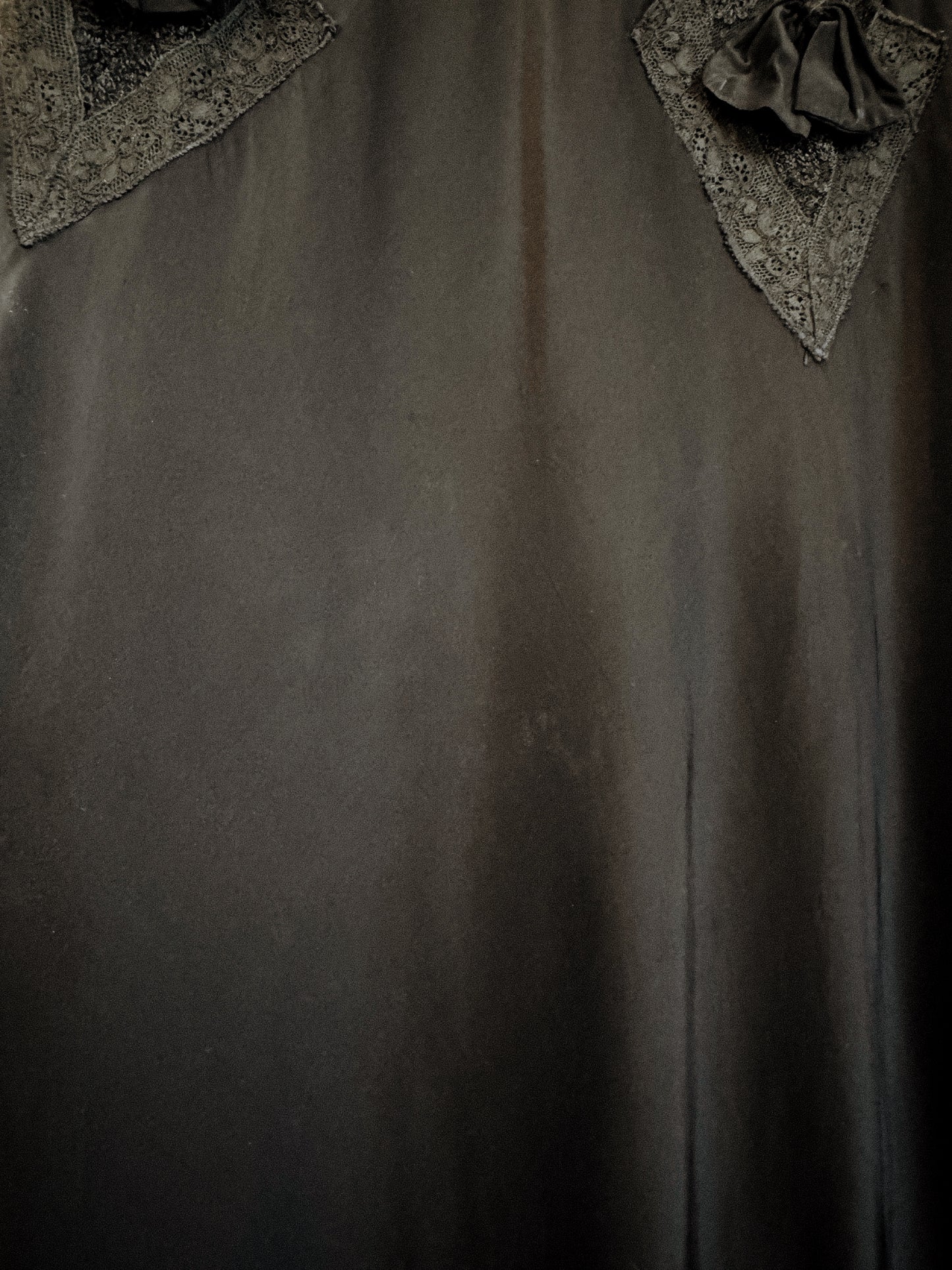 1930s Black Sultry Rayon Silk Keyhole Lace Slip Dress w/ Caplet Shoulders- S-S/M