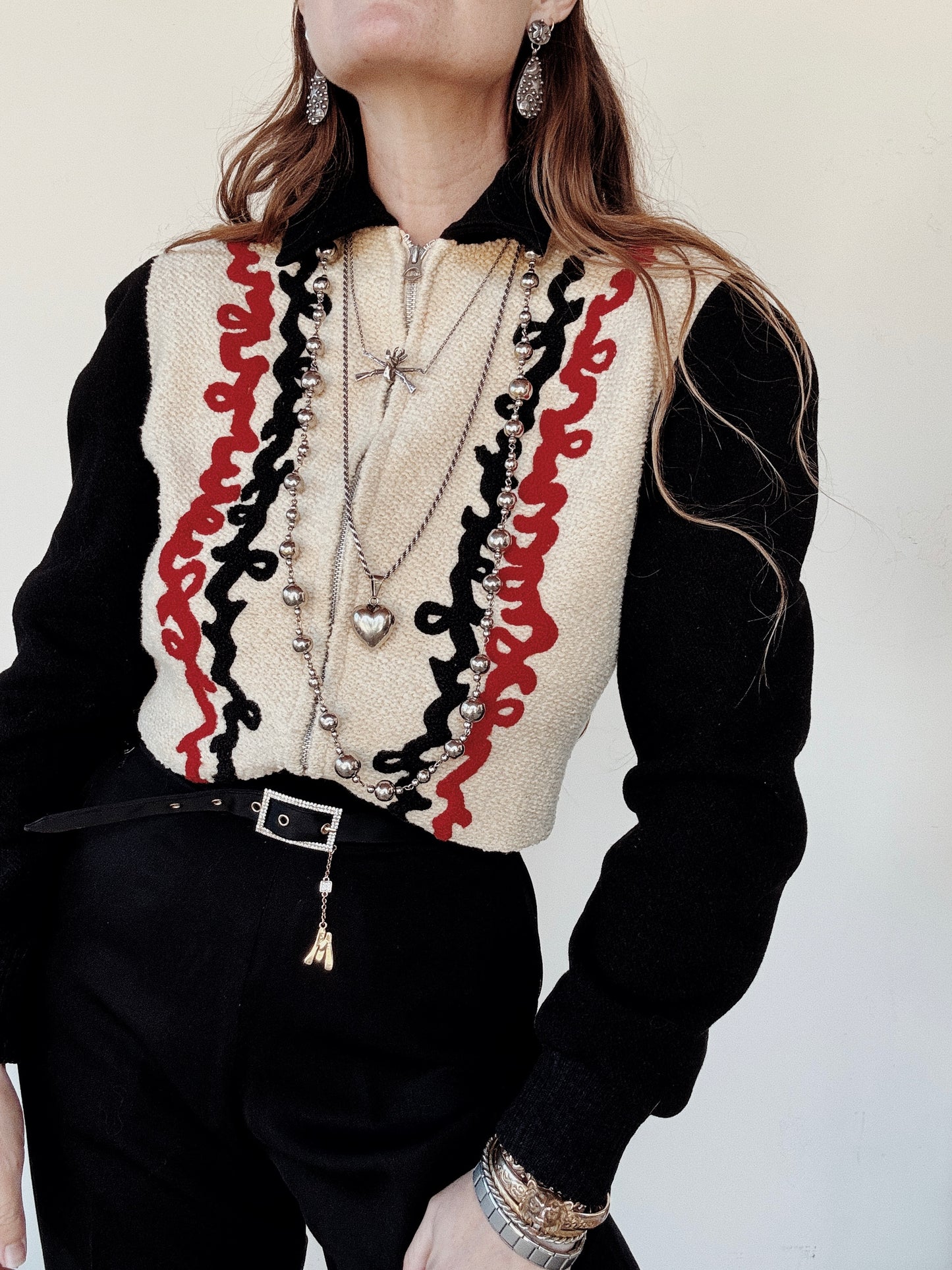 1930s Bouclé + Chenille Cropped Jacket w/ Zipper Front- M