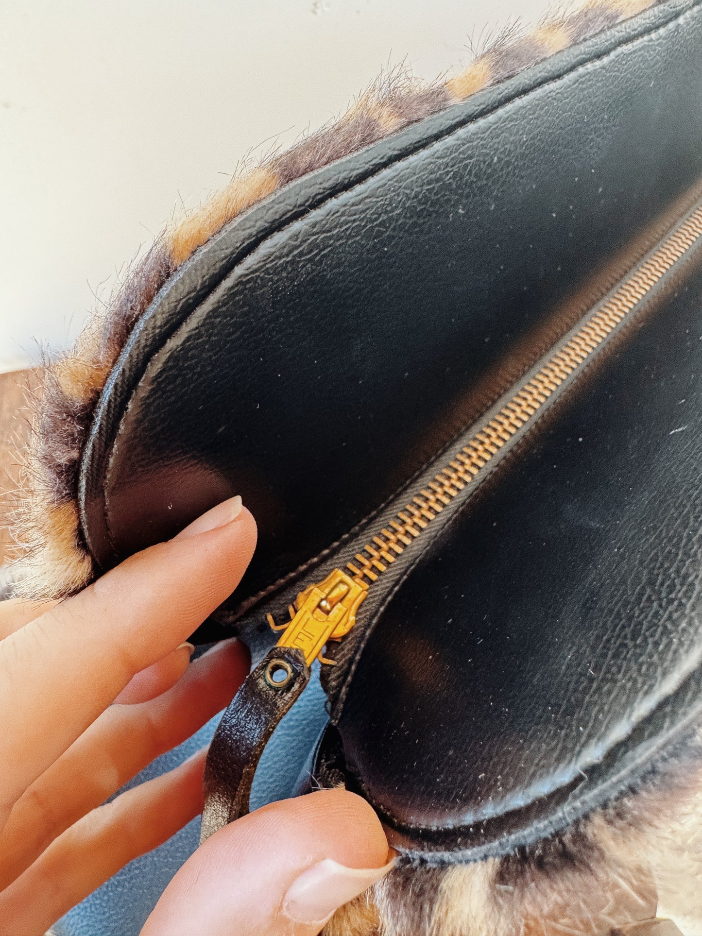 1950s Jumbo Leopard Faux Fur Handbag
