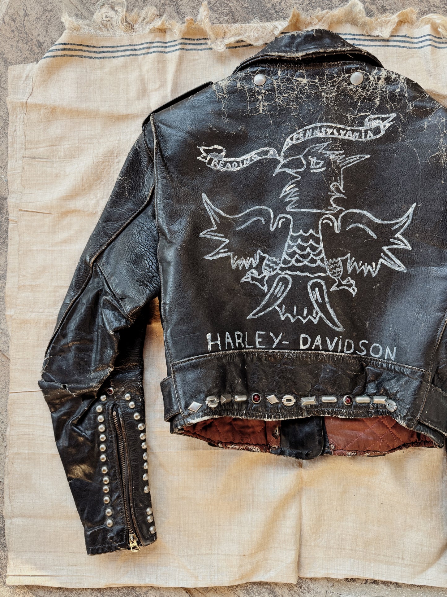 1950s Harley Davidson Cycle Queen w/ Studs + Original Artwork- S/M