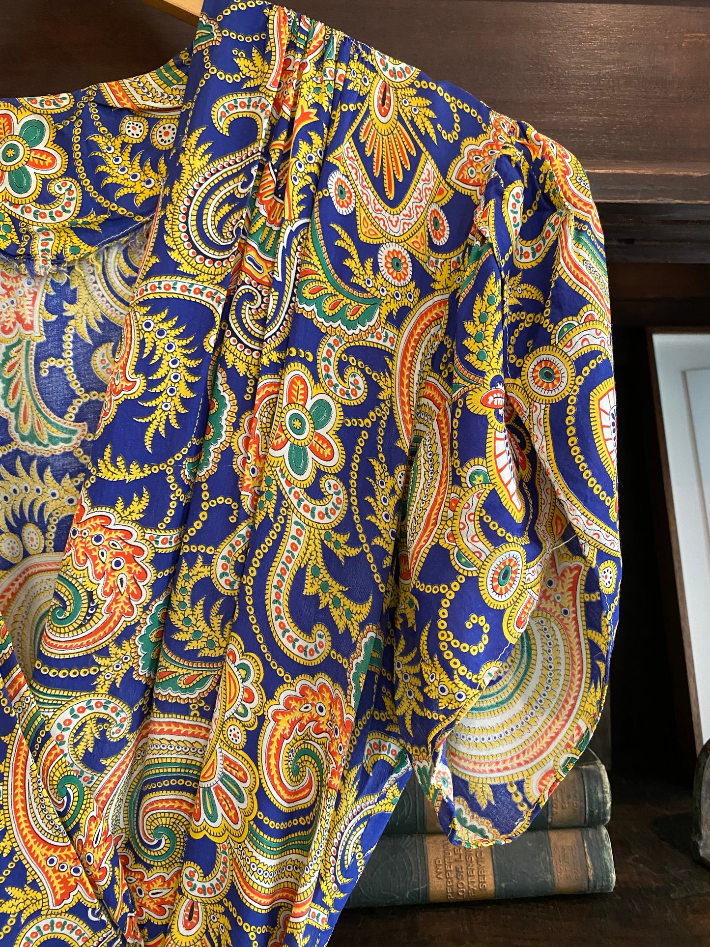 1930s/40s Paisley Rayon Dressing Gown- L