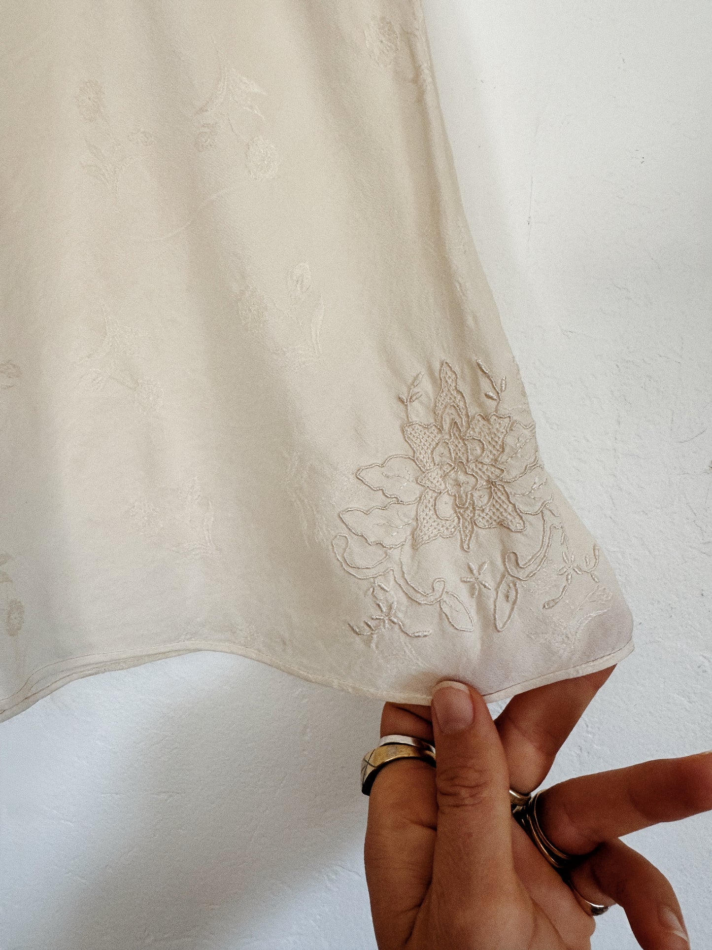 1930s Ivory Silk Jacquard Embroidered Tap Shorts- M/L