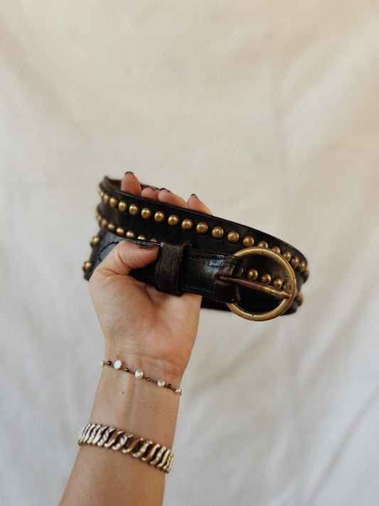 1950s/60s Studded Leather Moto Belt