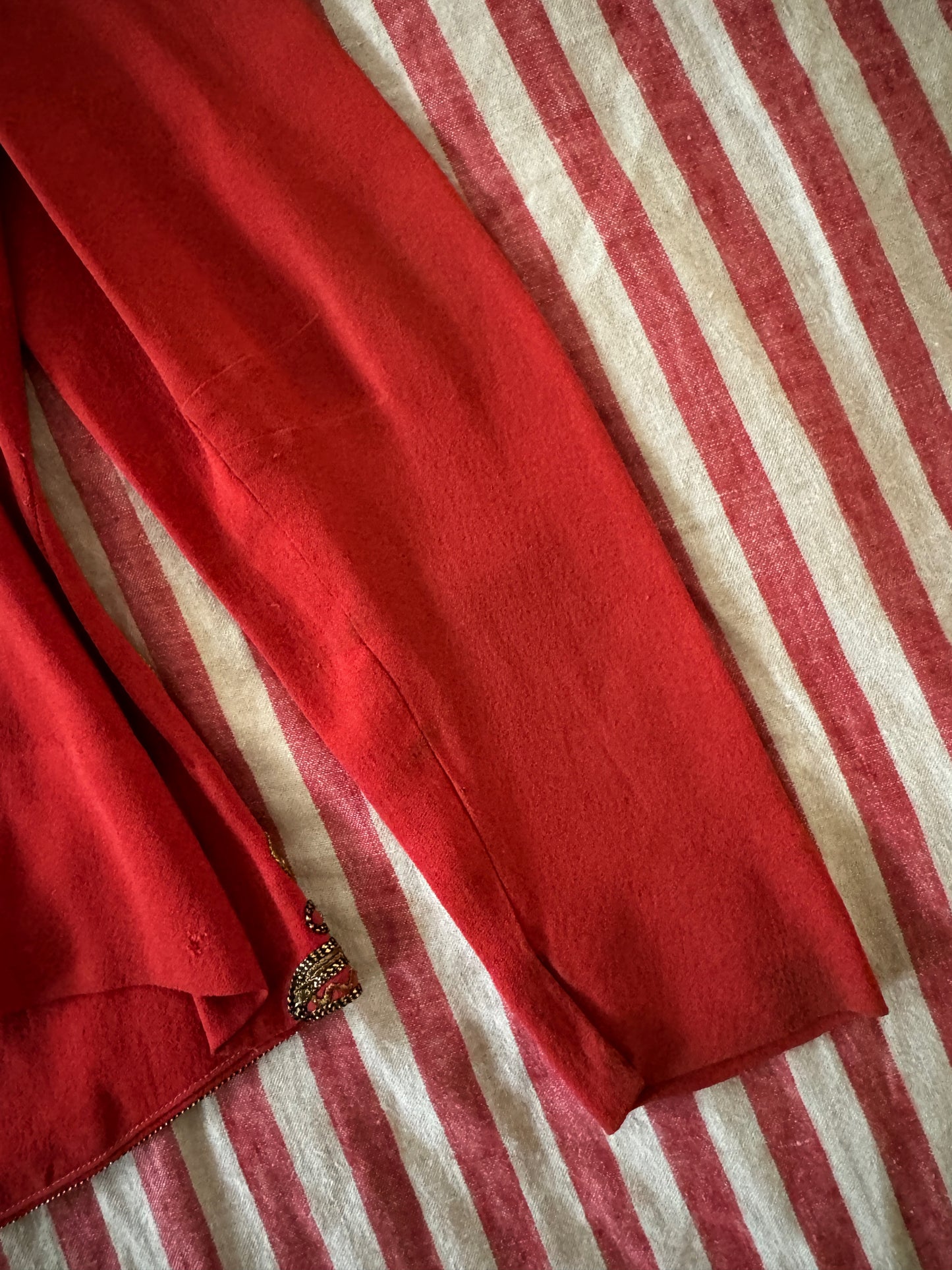 1930s Heavily Studded Muted Red Jacket w/ Gold Bullion- S/M-M