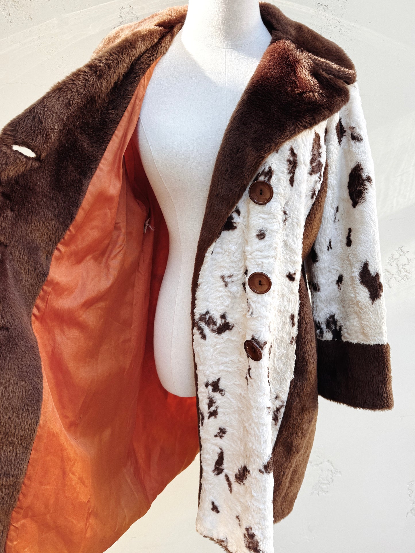 1960s Cowhide Faux Fur Coat- S-M