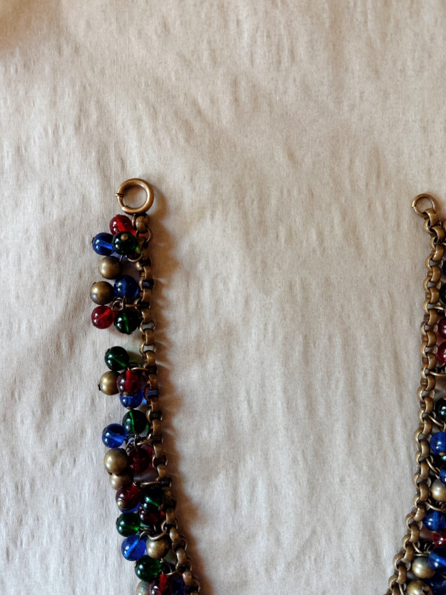 1930s Czech Glass + Brass Cluster Necklace
