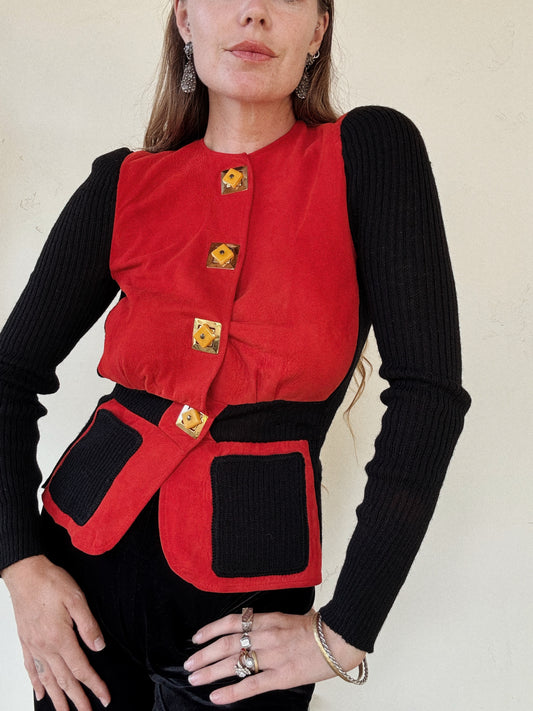 1940s Rare Sportigan Cardigan w/ Bakelite Toggle Buttons- S/M