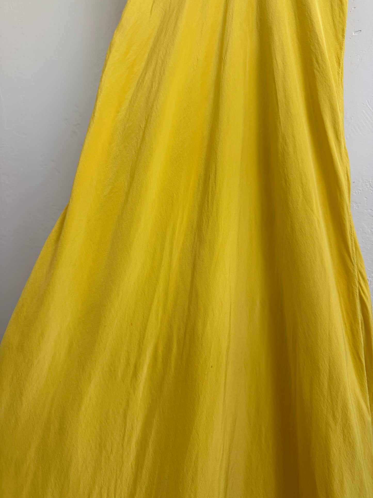 1930s/40s Marigold Silk Embroidered Slip Dress- S