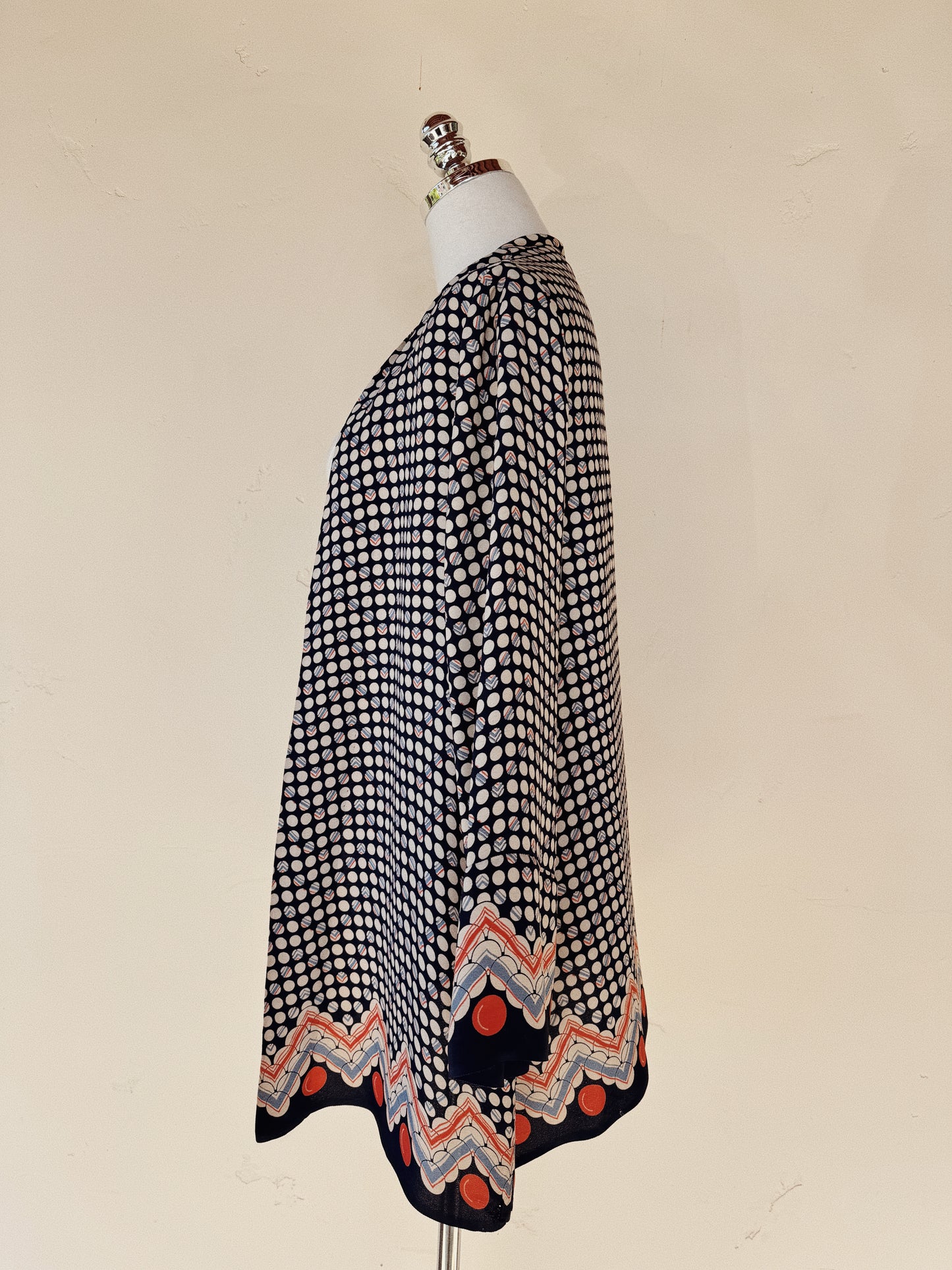 1920s Art Deco Abstract Printed Rayon Crepe Jacket- S-M