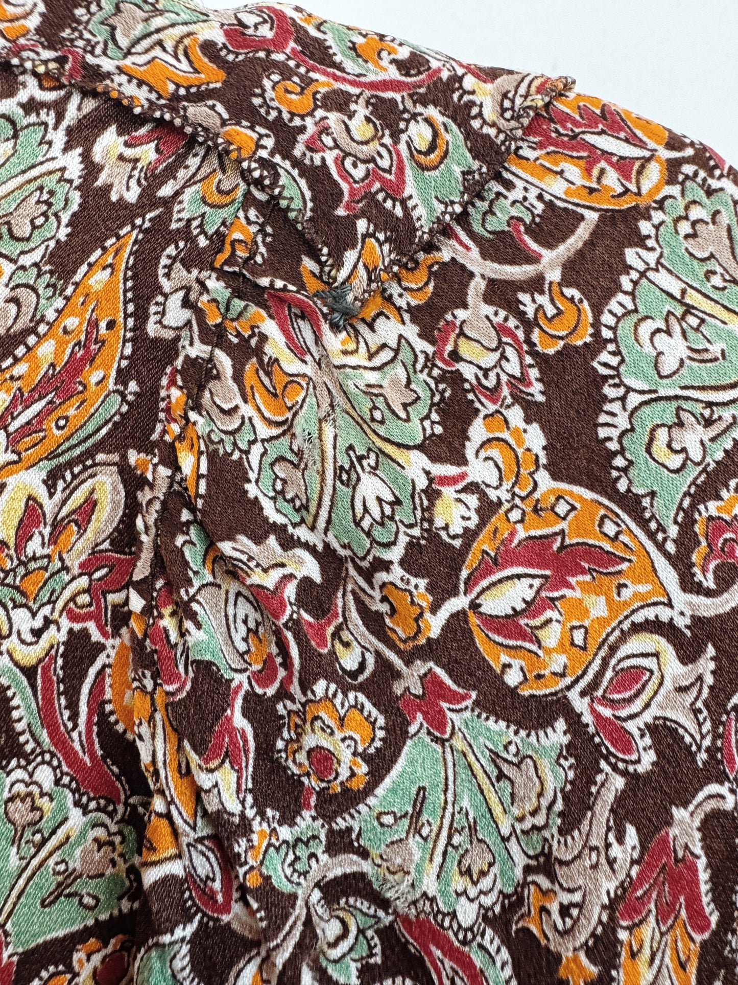 1930s Paisley Rayon Charmeuse Cropped Blouse- S-S/M