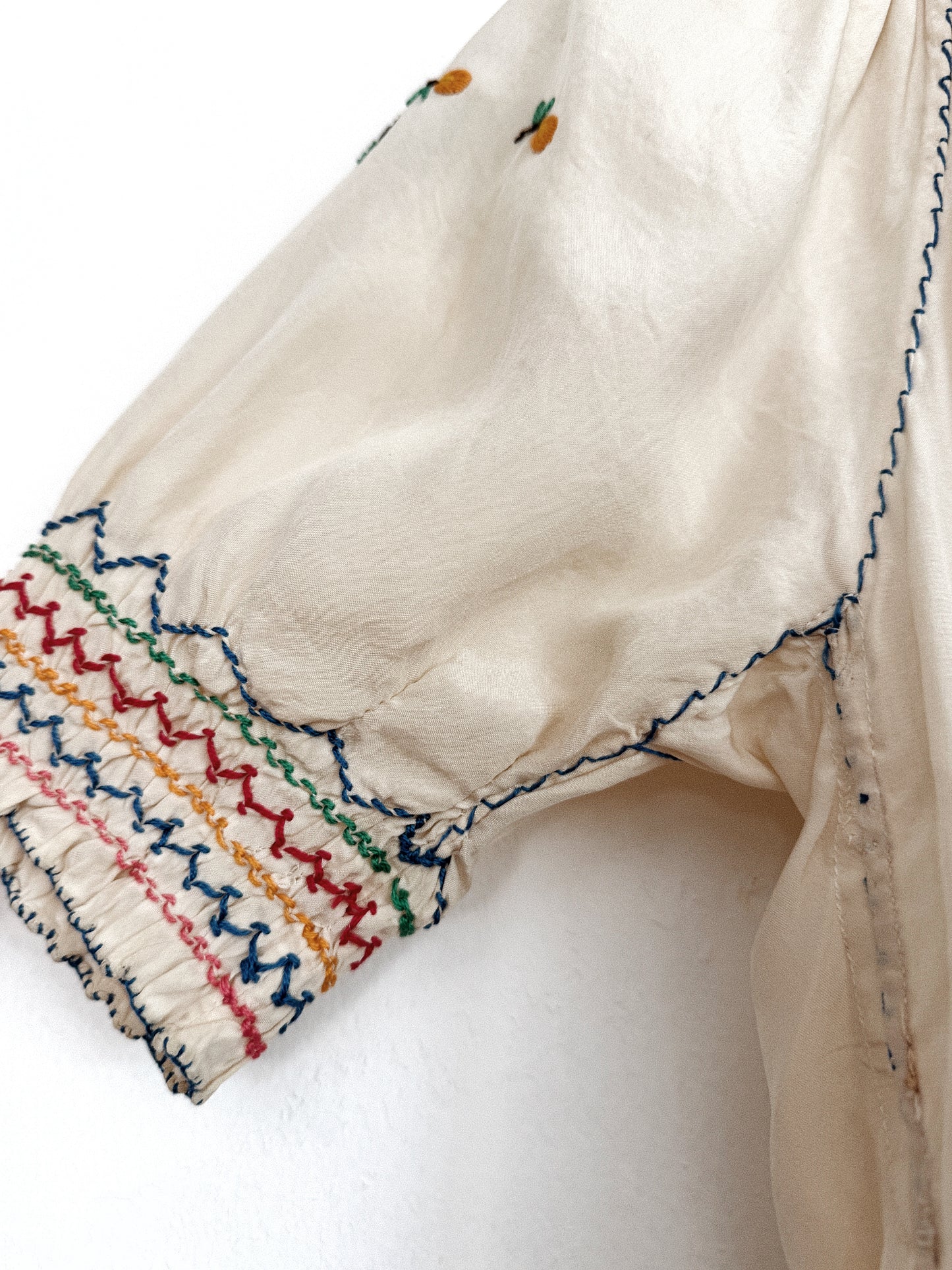 1930s Silk Hungarian Embroidered Peasant Blouse- S-S/M
