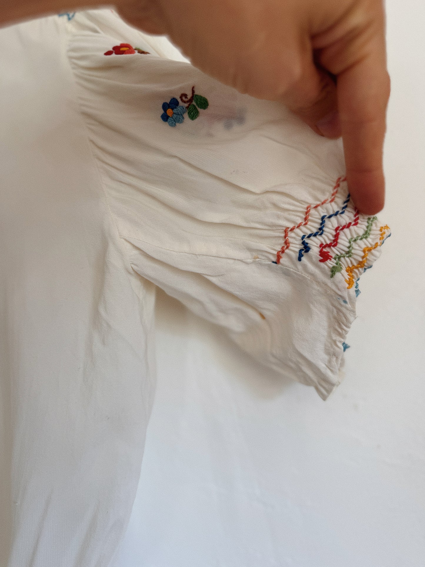 1930s/40s Embroidered Rayon Hungarian Peasant Blouse- S/M-M