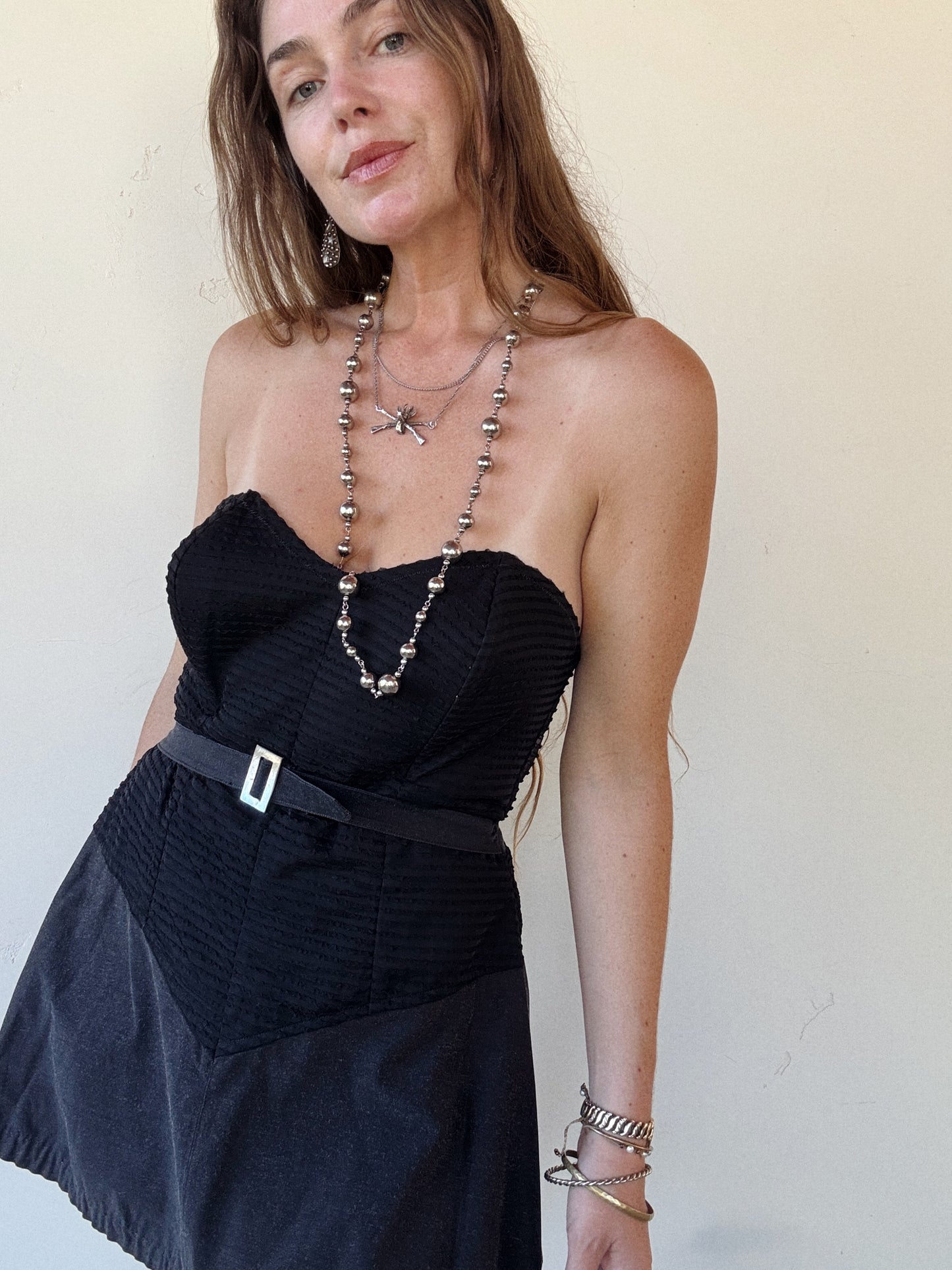 1950s Black Mini Swim Dress- 8