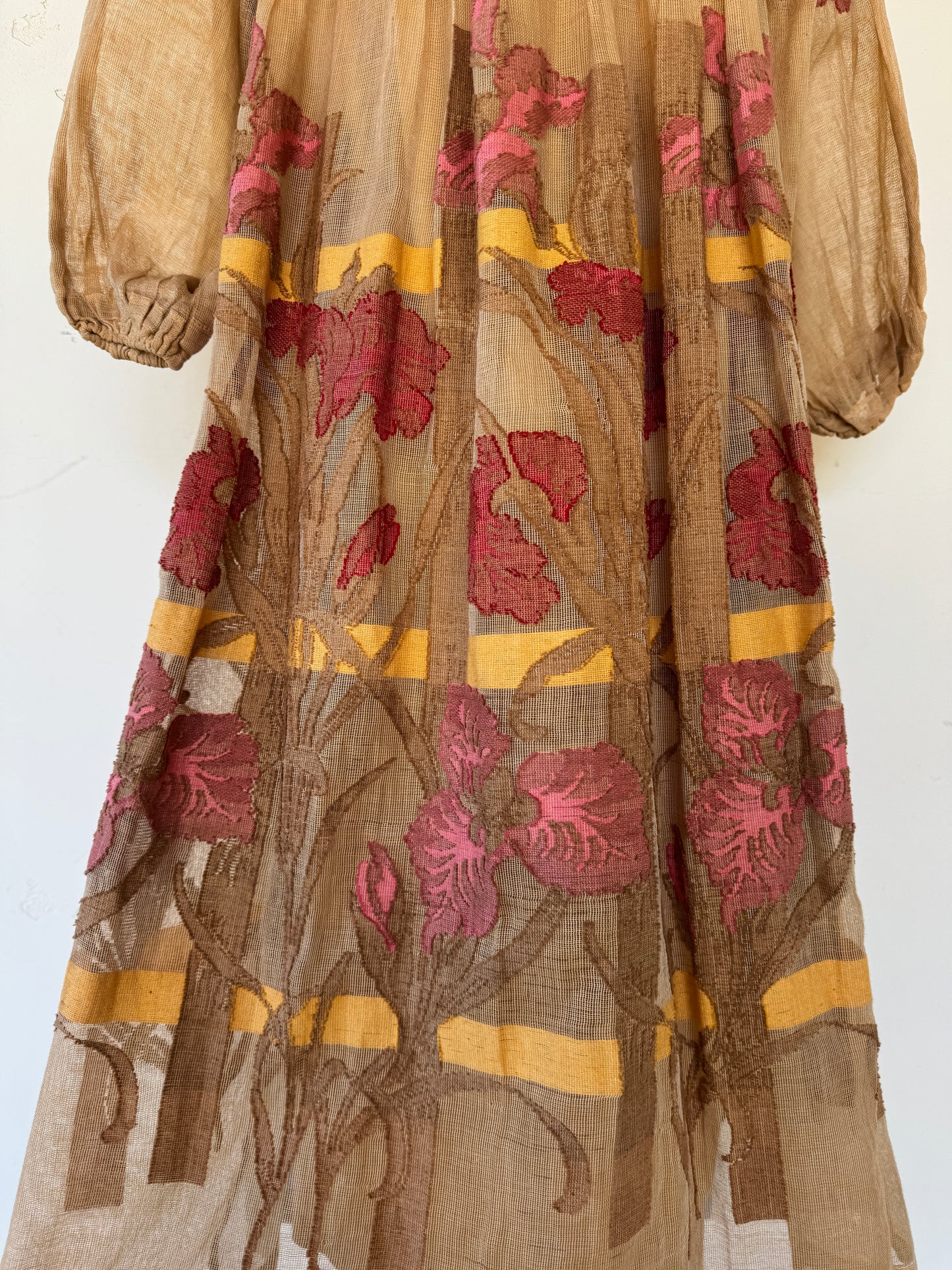 1970s Rare Catherine Buckley Lace + Iris Net Peasant Dress- XS-S