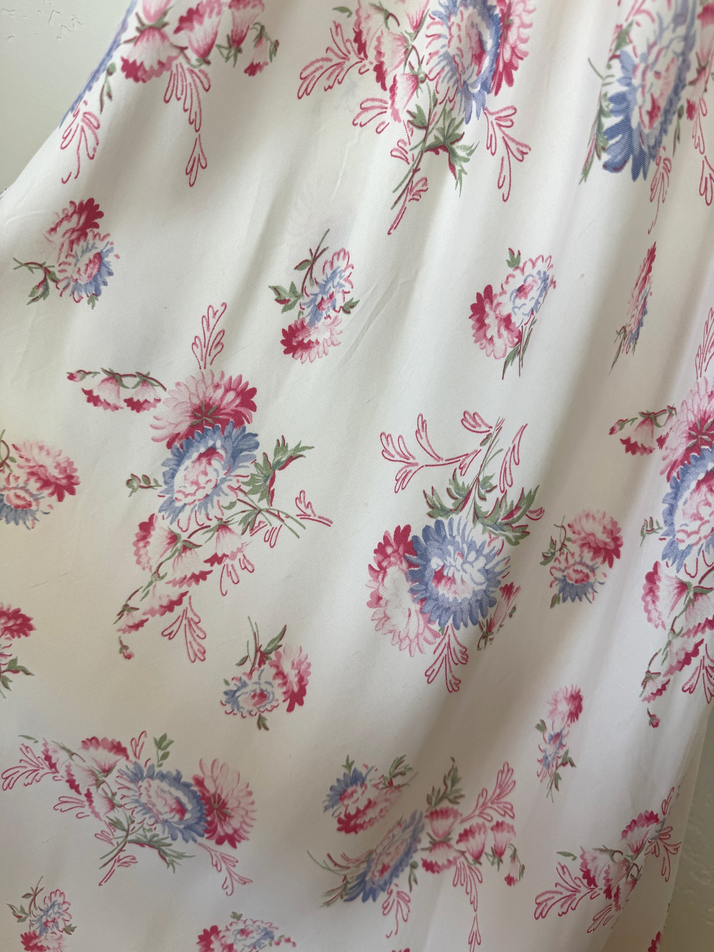 1940s White Spring Wildflower Cold Rayon Slip Dress- S-S/M
