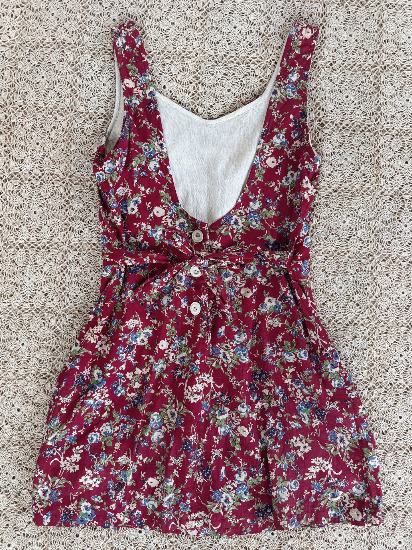1940s Burgundy Spring Bloom Feedsack Playsuit- S-S/M