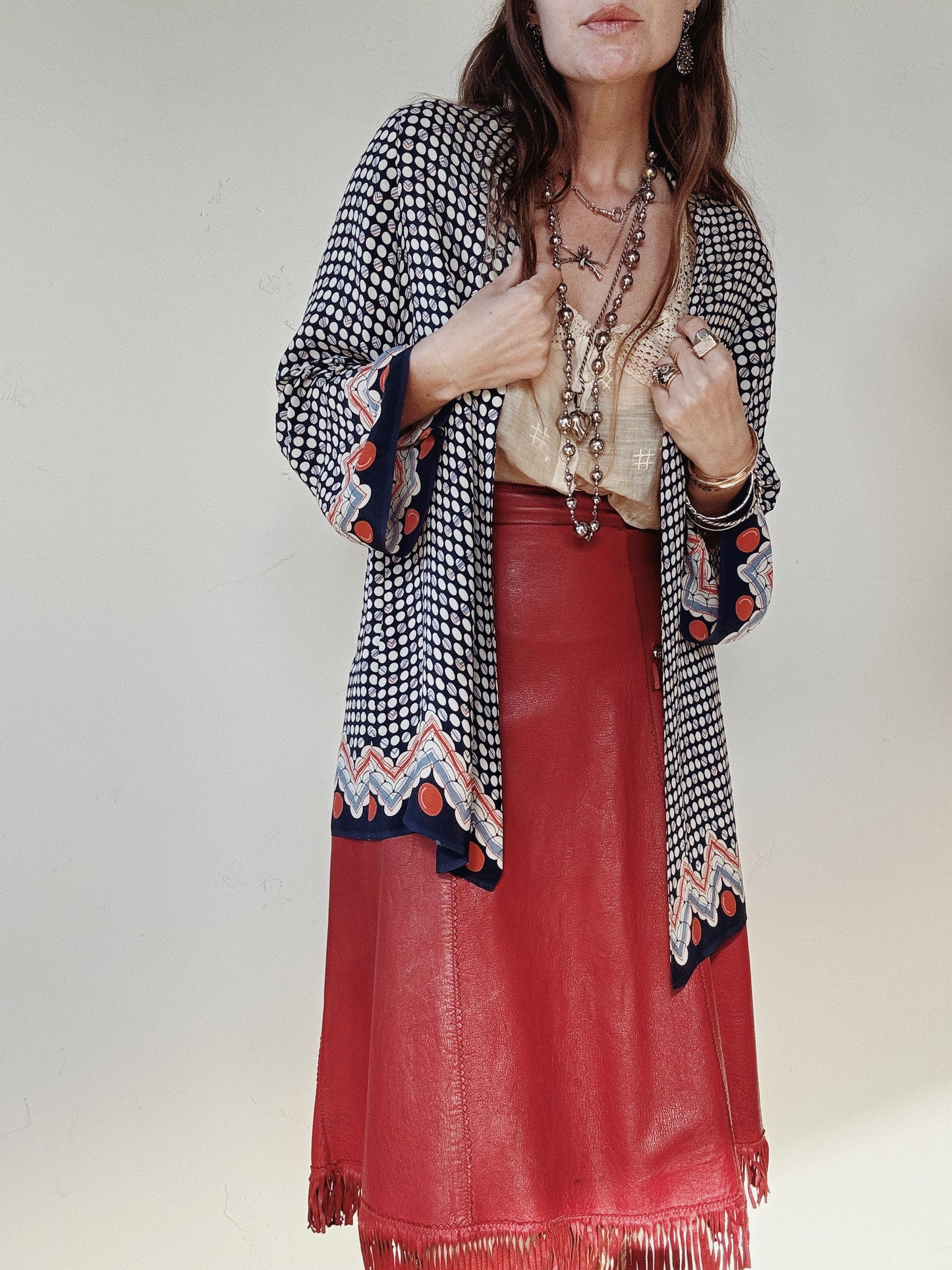 1920s Art Deco Abstract Printed Rayon Crepe Jacket- S-M