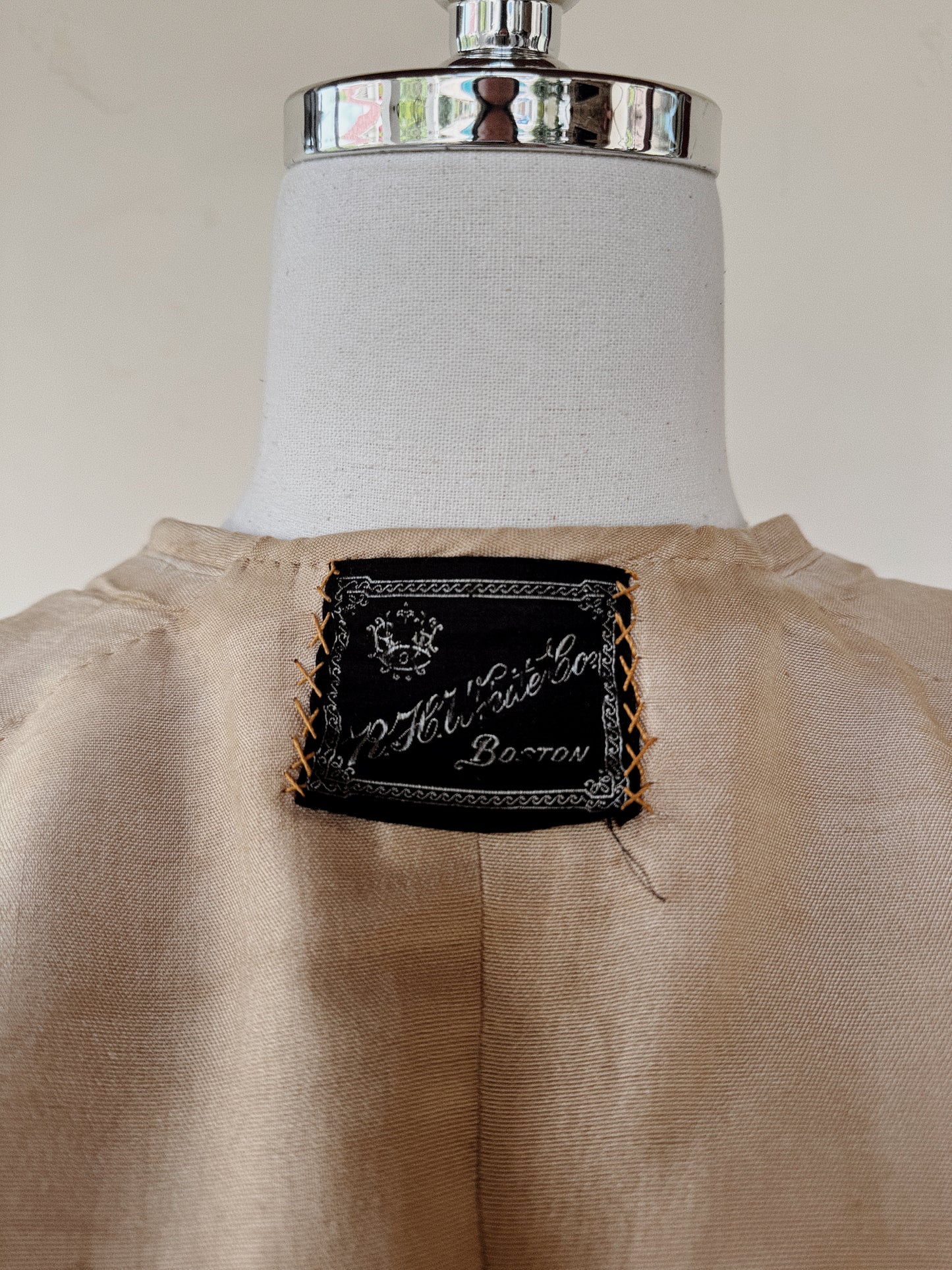 1910s Edwardian Silk Moto Duster w/ Black Cord Trim + Mother of Pearl Buttons- S/M