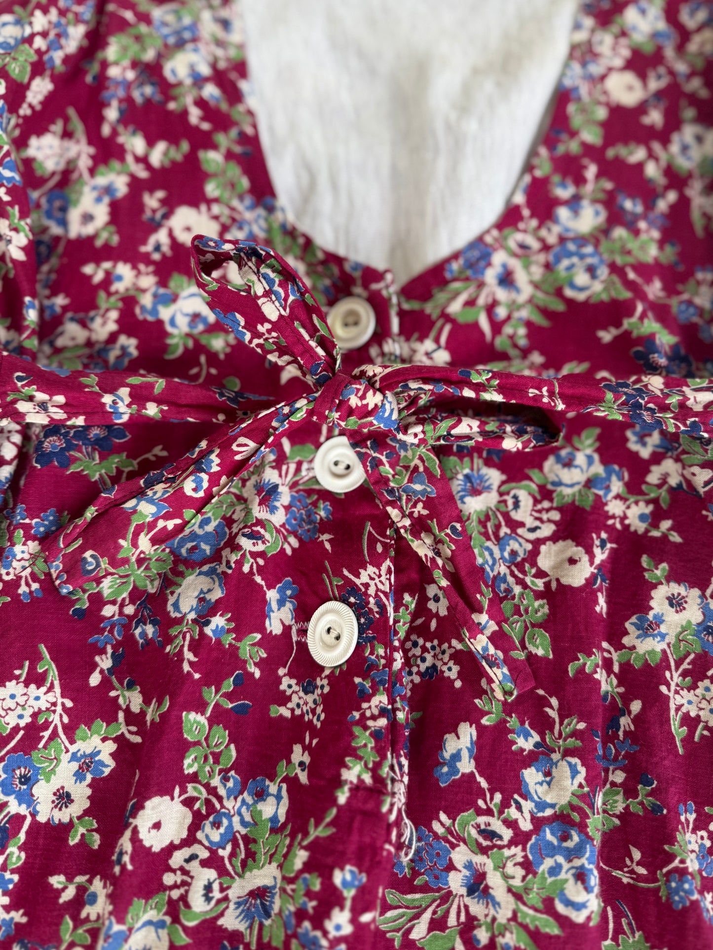 1940s Burgundy Spring Bloom Feedsack Playsuit- S-S/M