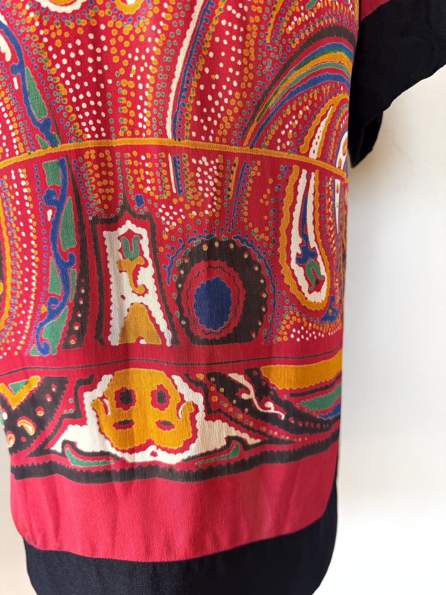 1920s Avant Garde Paisley Silk Crepe Duster Robe- S-L