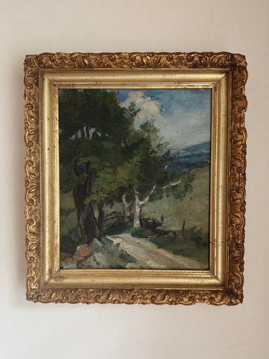 Early 1900s Country Landscape in Gilt Frame- 13 x 15”