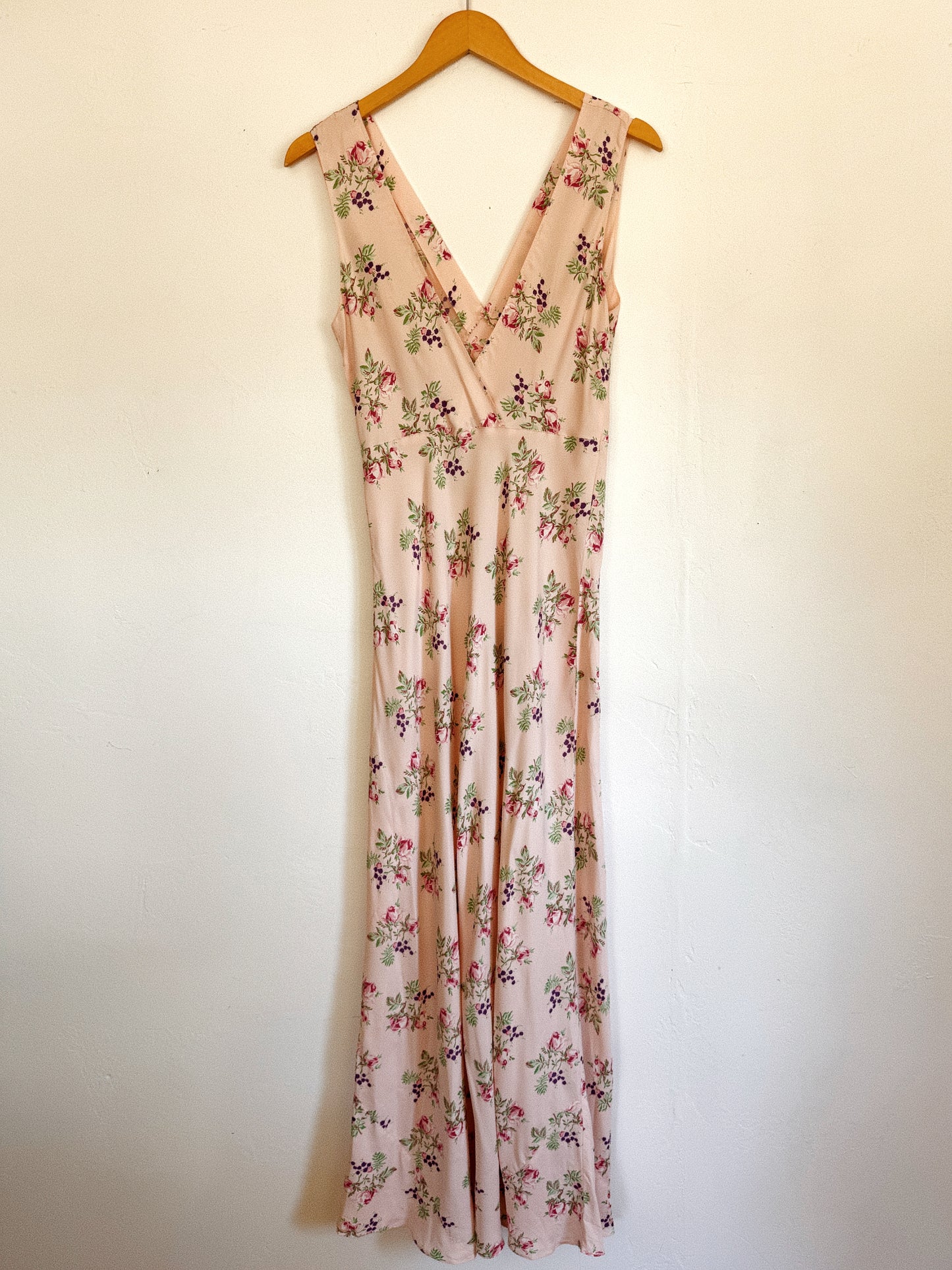 1940s Rose + Berry Rayon Slip Dress- S/M