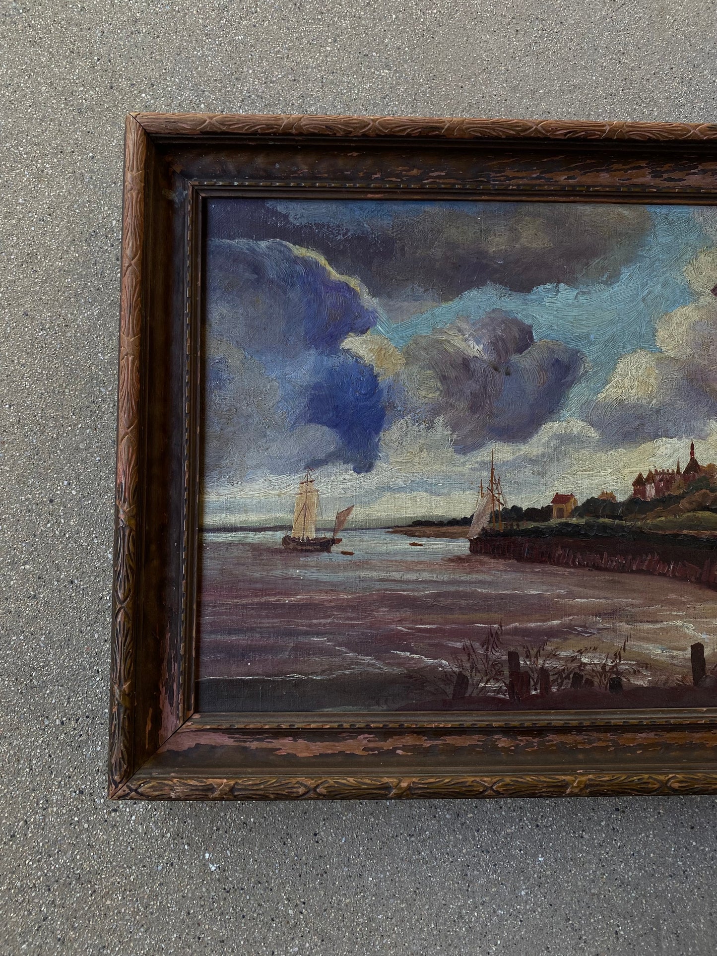 Antique Danish Impressionist Oil Painting in Wood Frame- 15 x 21”