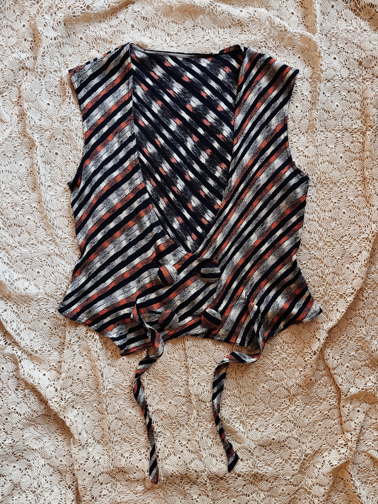 1930s Art Deco Rayon Crepe Waistcoat Top- S/M-M
