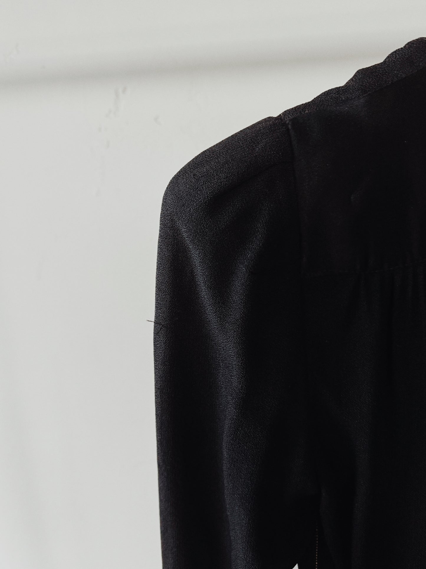 1970s Ossie Clark Black Moss Crepe Dress- S