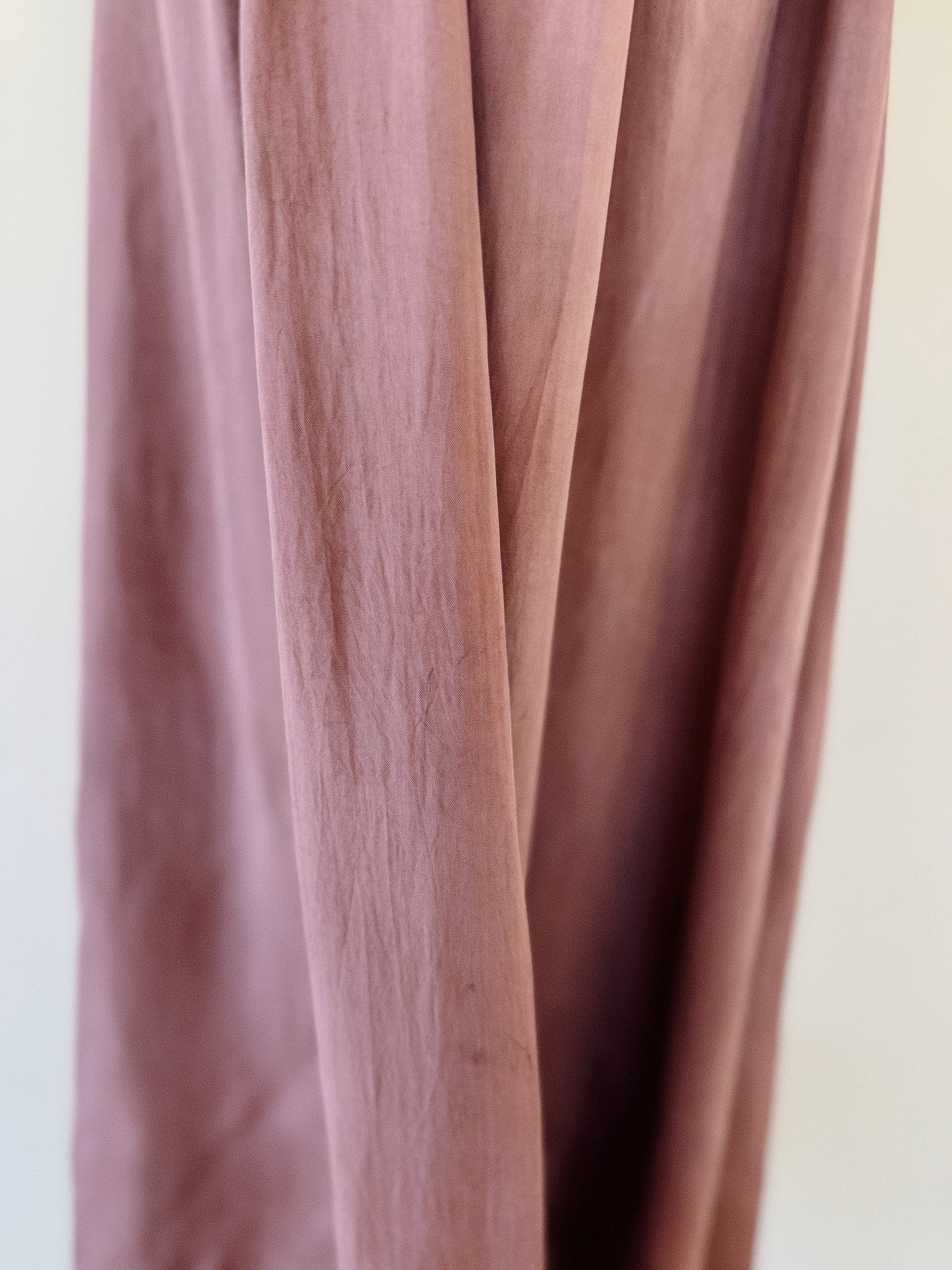 1940s Brown Rayon + Lace Peignoir- XS/S